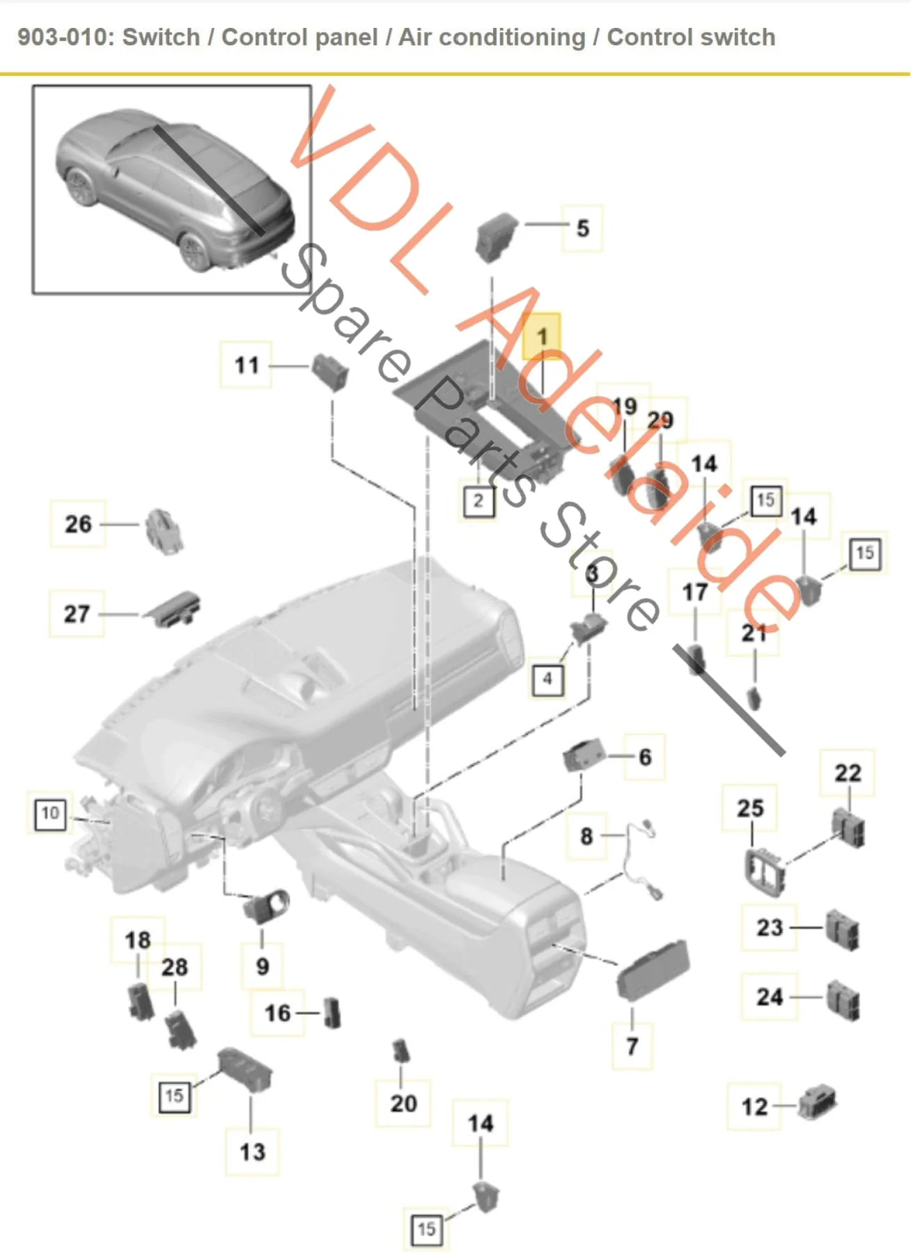 Porsche Cayenne E3 9YA 9YB Centre Dash Console Control Switch Panel for Air Conditioning 9Y0919610M OV3 9Y0919610L 9Y0919610N - Image 2