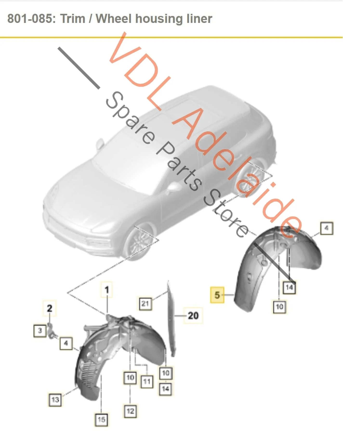 Porsche Cayenne E3 9YA 9YB Rear Right Wheel Housing Arch Lining Liner 9Y0810908 B C - Image 2