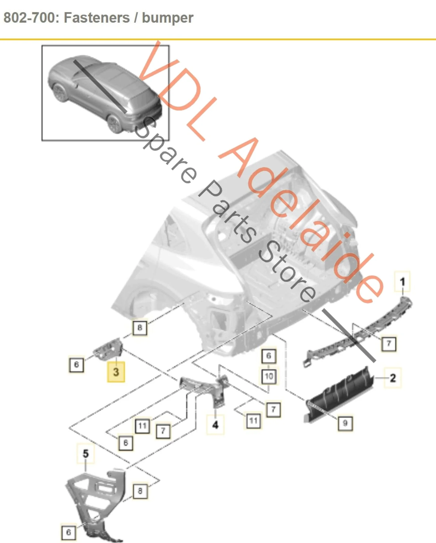 Porsche Cayenne E3 Rear Bumper Right Side Corner Securing Strip Bracket 9Y0807406C - Image 2