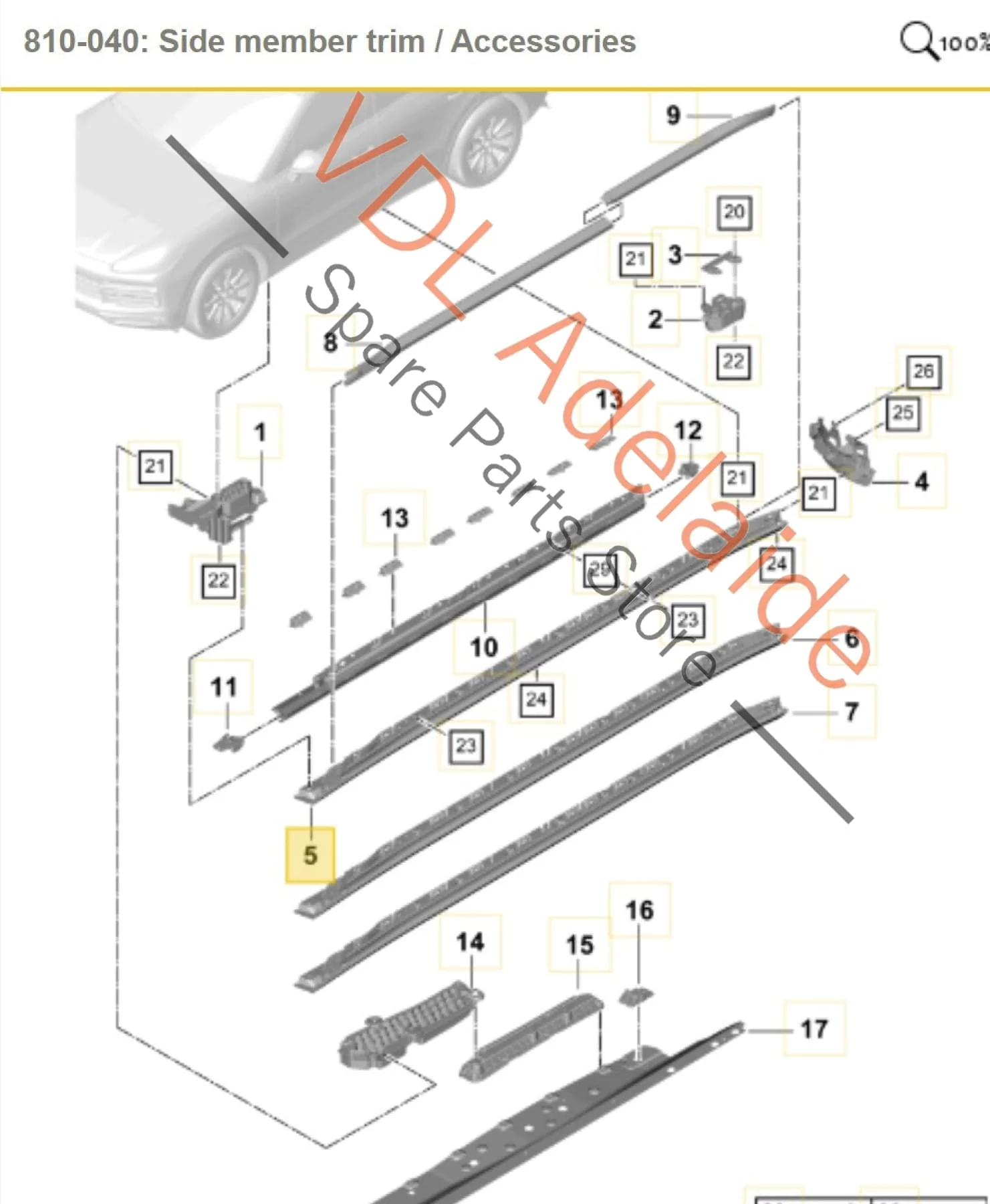 Porsche Cayenne E3 9YA 9YB Left Side Sideskirt Trim 9Y0853857 OK1 9Y0853751 Matt Black - Image 2