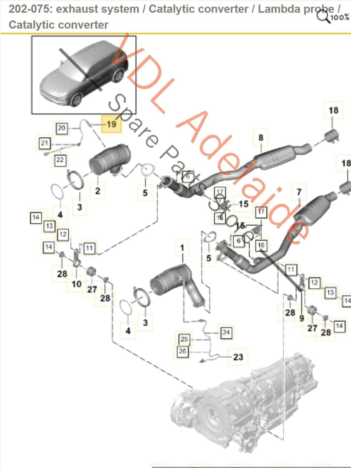 Porsche Cayenne E3 9YA 9YB Oxygen Sensor Downstream Right Side 95890626520 PAB906265H 4M8906265H - Image 2