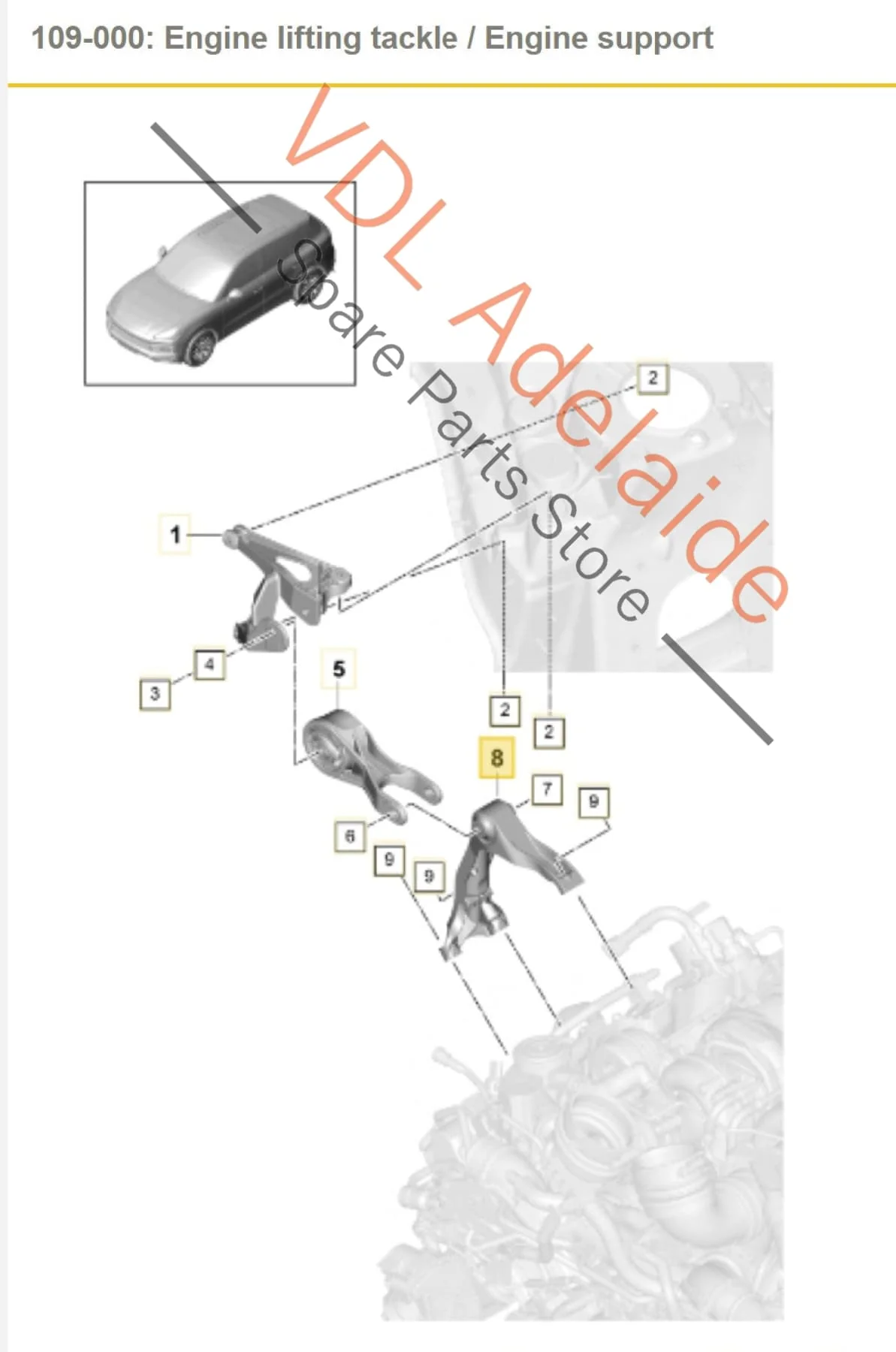 Porsche Cayenne E3 Upper Engine Mount Support Bracket Brace Mount 9Y0199352 9Y0199353 - Image 2