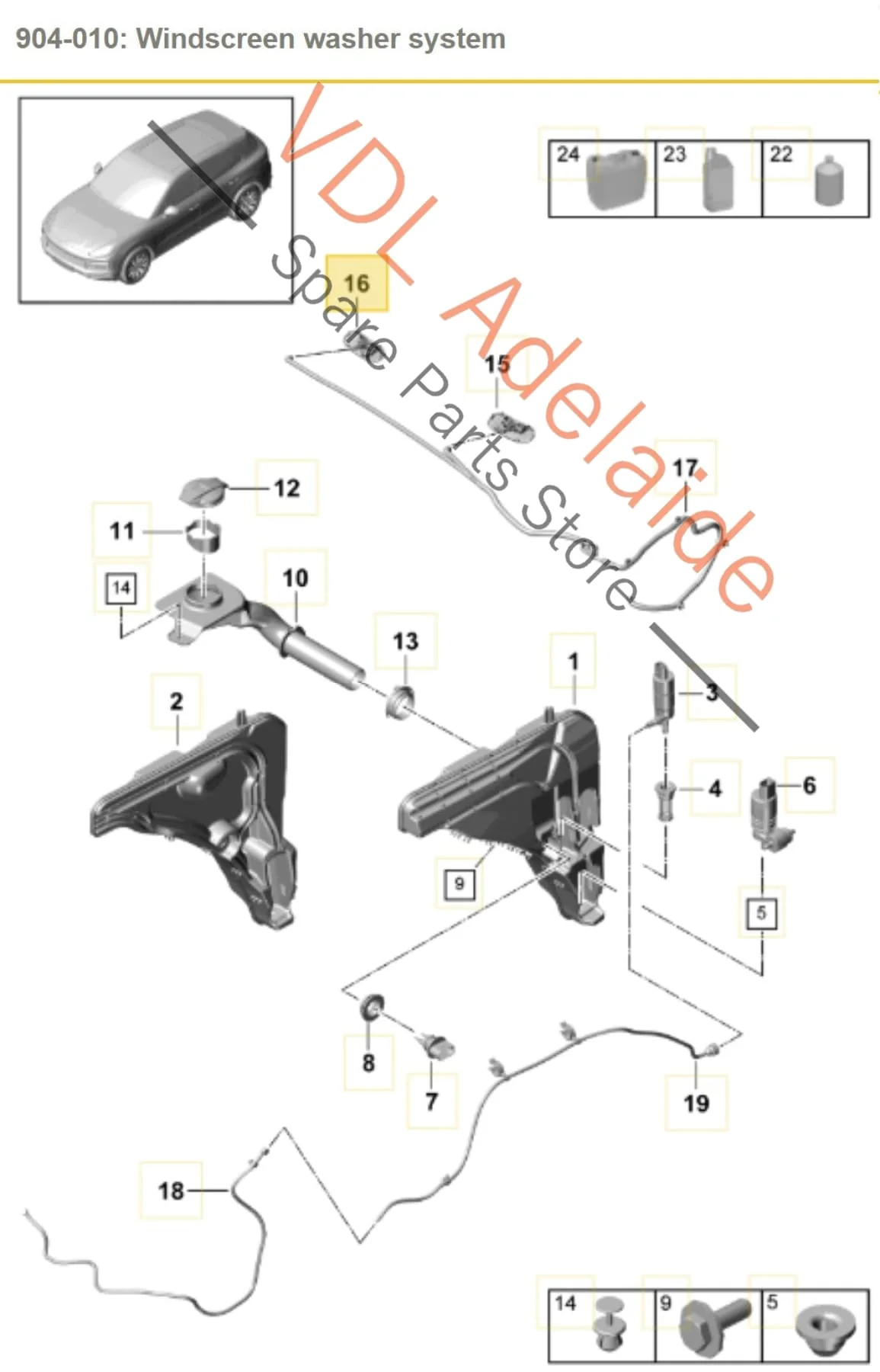 Porsche Cayenne E3 9Y Pair of Windscreen Washer Jet Nozzles 9Y0955985B  9Y0955985C - Image 2