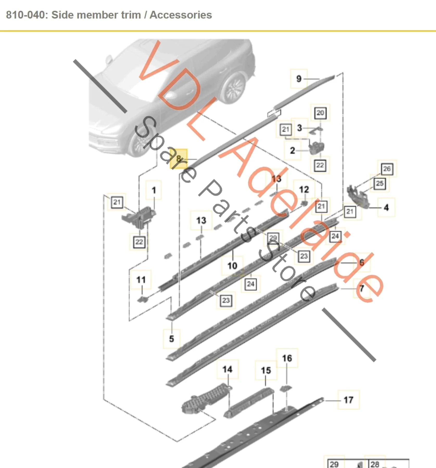 Porsche Cayenne E3 9Y Right Front Door Entry Sill Trim Plastic 9Y0853538 - Image 2