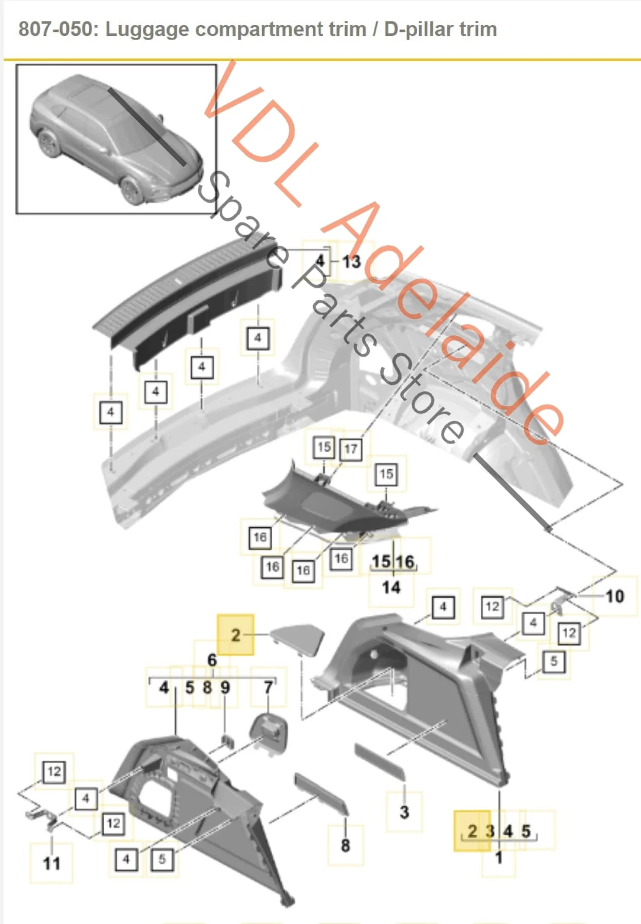 Porsche Cayenne E3 9Y Interior Boot Cargo Trim Flap Panel Left Side 9Y0863989 - Image 2