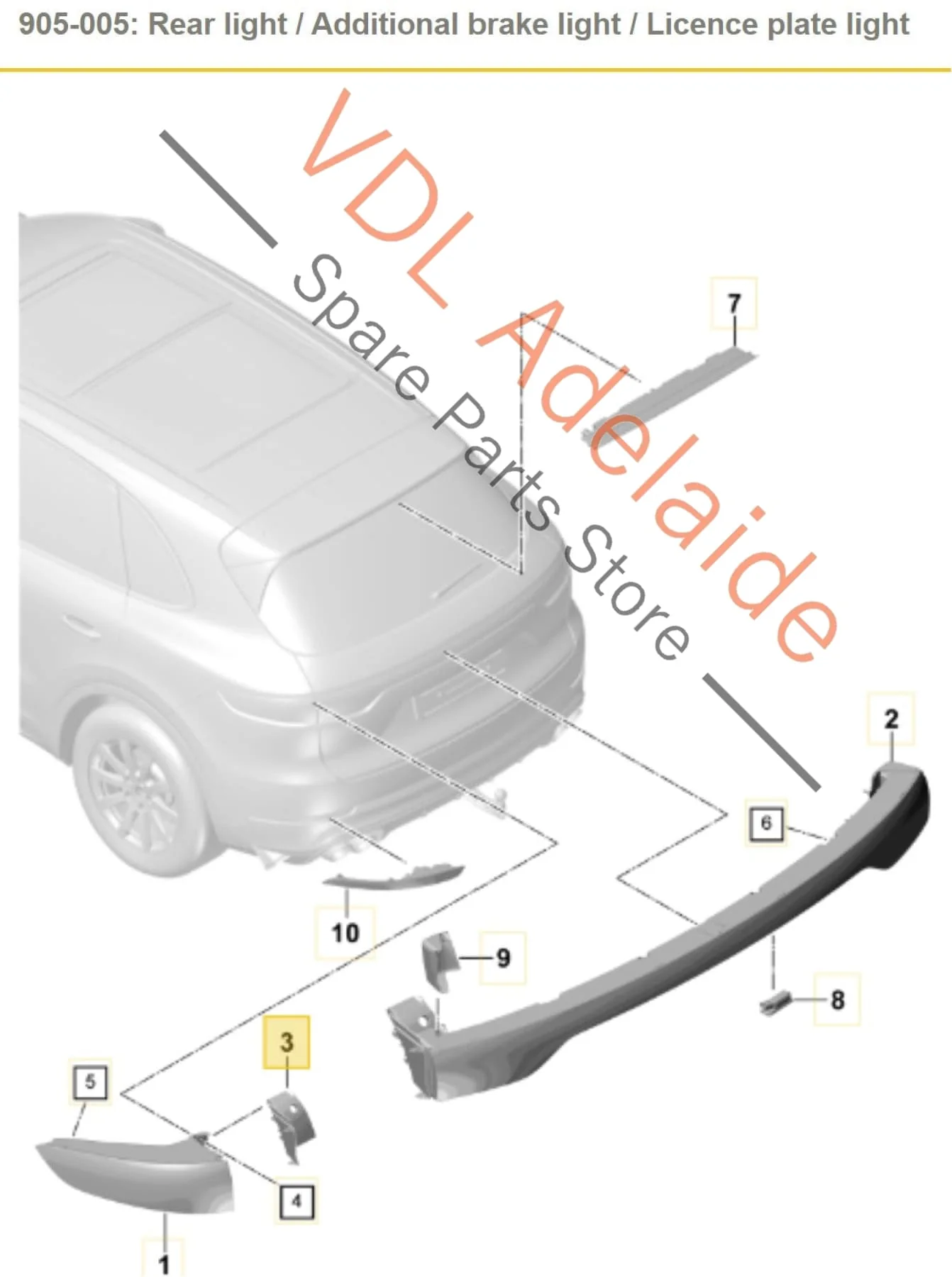 Porsche Cayenne E3 9Y Rear Right Tail Light Trim 9Y0945428B - Image 2