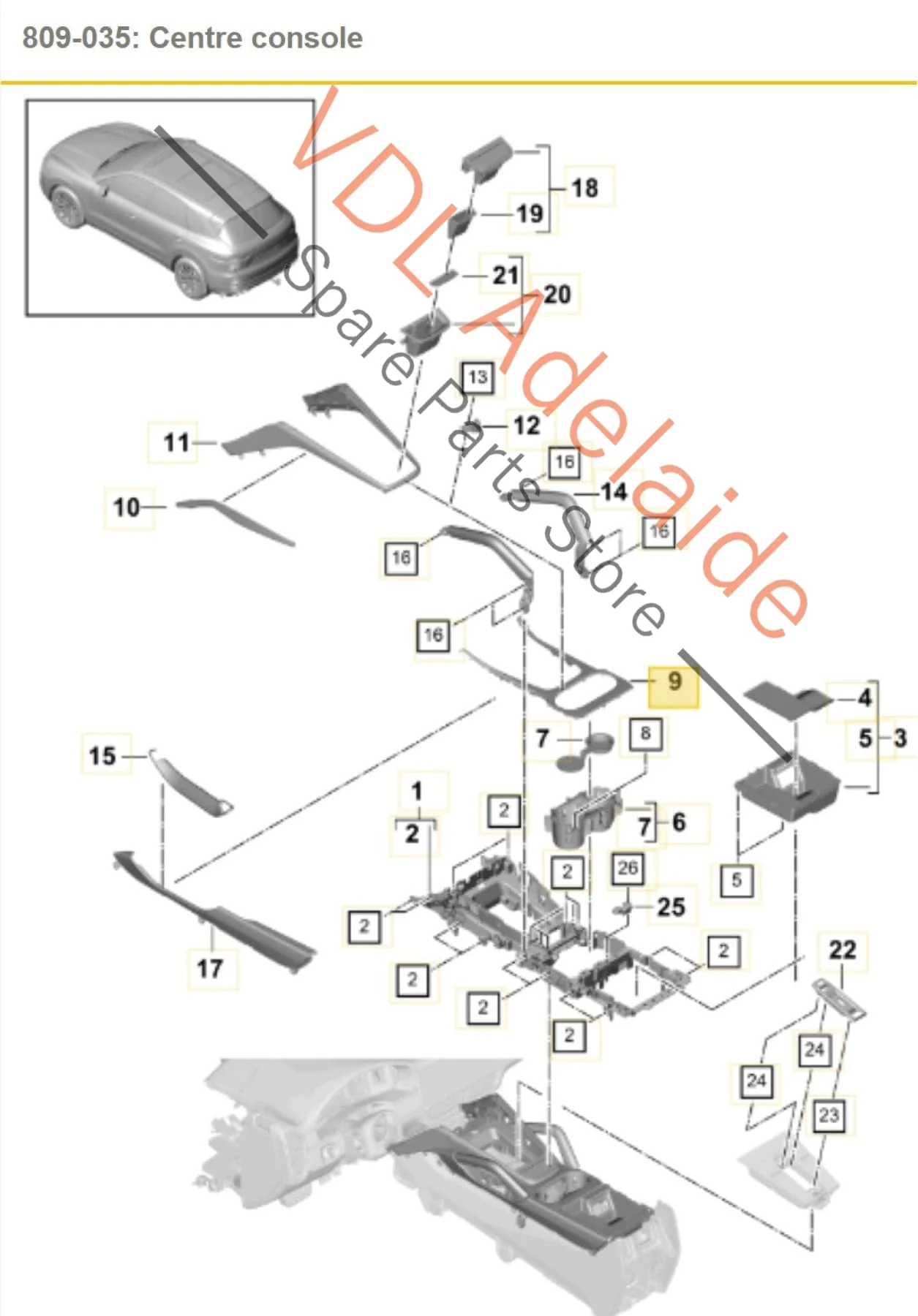 Porsche Cayenne E3 9Y Centre Console Cup Holder Surround Trim 9Y0864241A - Image 2