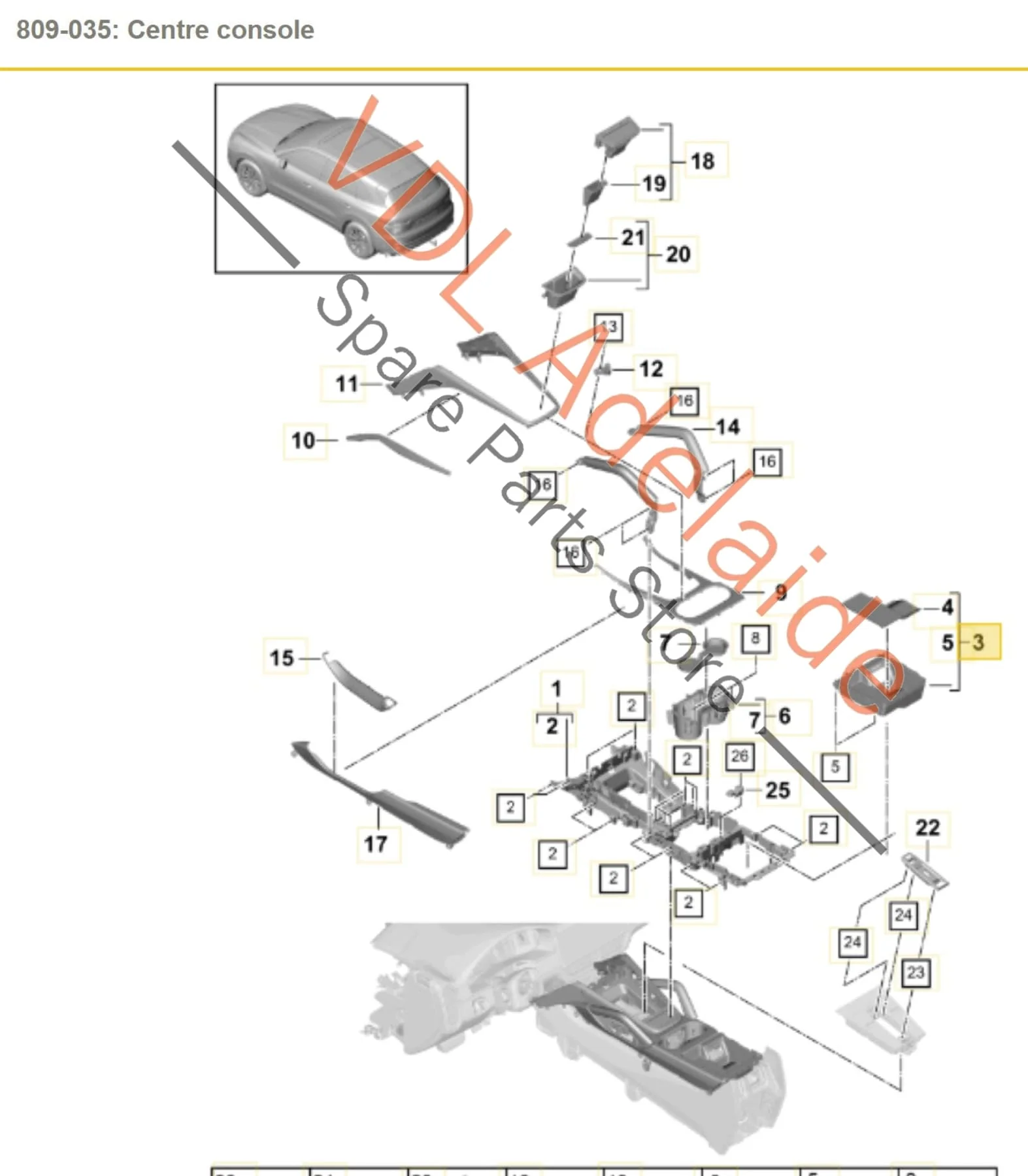 Porsche Cayenne E3 9Y Centre Console Armrest Storage Compartment Trim & Rubber Mat 9Y0863383H 9Y0863301 - Image 2