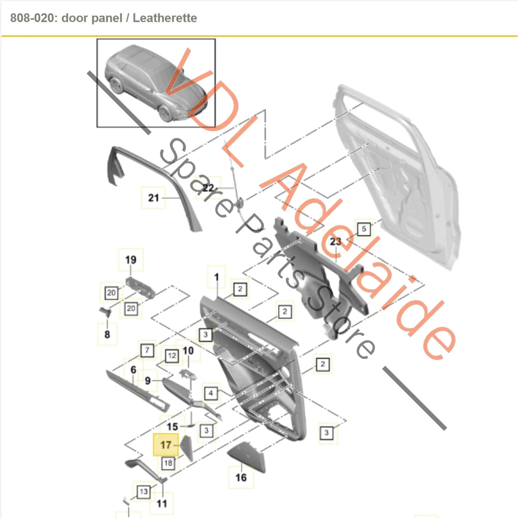 Porsche Cayenne E3 9Y Rear Left Door Speaker Grille Cover Trim 9Y0868959 - Image 2