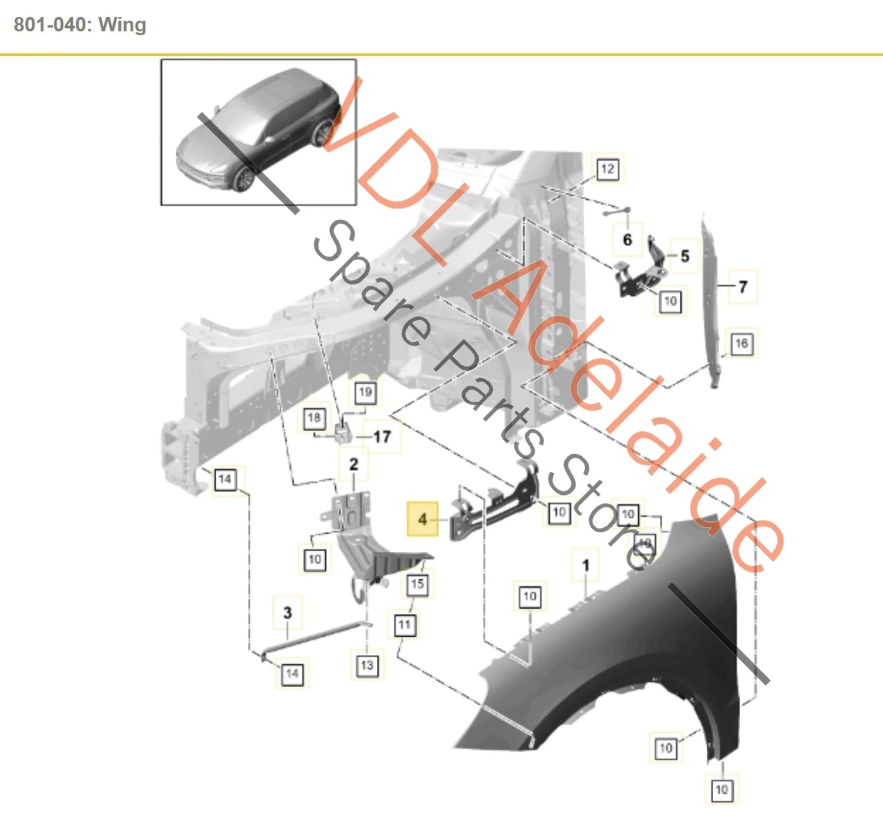 Posche Cayenne E3 9Y Front Left Fender Mudguard Mounting Bracket 9Y0821431 95882143100 - Image 2