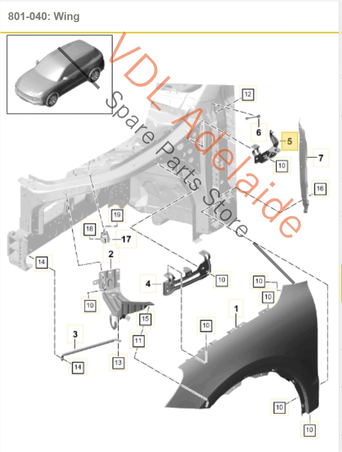 Posche Cayenne E3 9Y Front Left Fender Mudguard Rear Mounting Bracket 9Y0821167A 95882116701 - Image 2