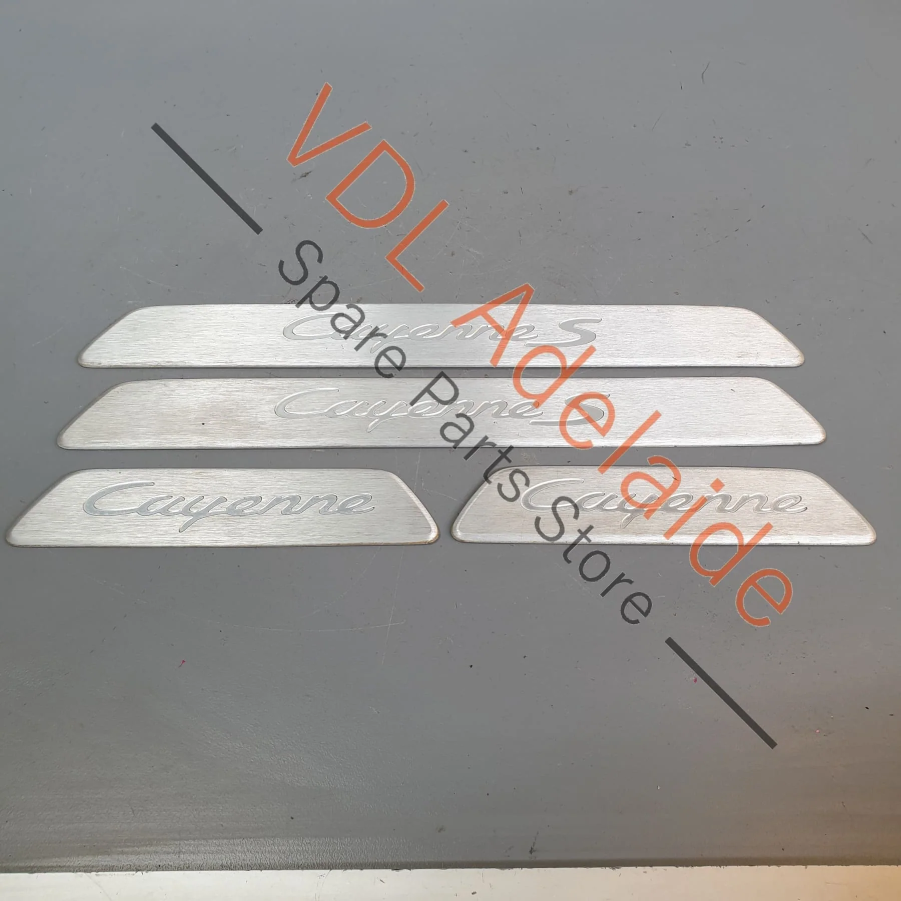 Porsche E3 9Y Cayenne S Front & Rear Door Sill Trim Strips Set Brushed Aluminium 9Y0853467A 9Y0853173 - Image 3