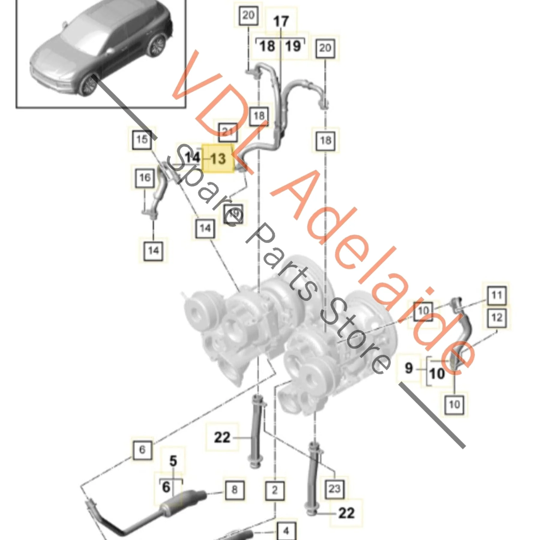Audi RS5 Porsche Cayenne Coolant Return Pipe for Right Turbocharger 9A714594811 06M145948G - Image 2