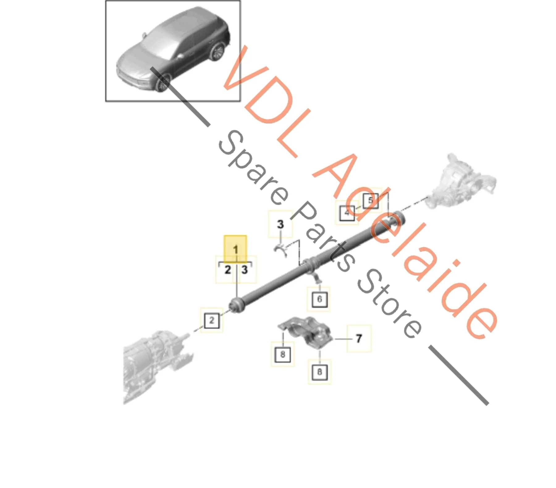 Porsche Cayenne 9Y E3 Cardan Propeller Tail Shaft 4M0521101BC PAB52110100 PAB521101C - Image 2