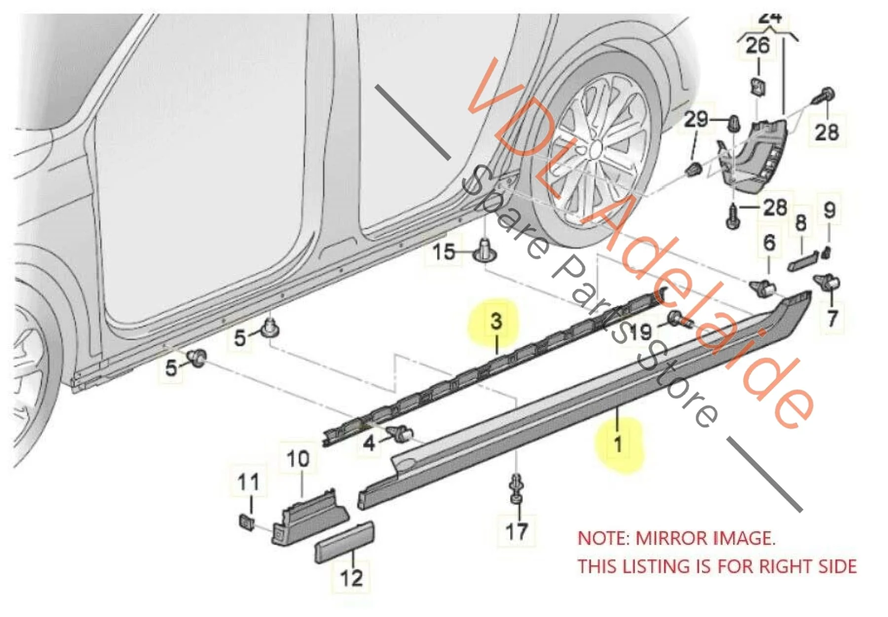 VW Passat R-Line Estate B8 3G Right Sideskirt Side Skirt Sill Moulding LC9X PAT4 - Image 2