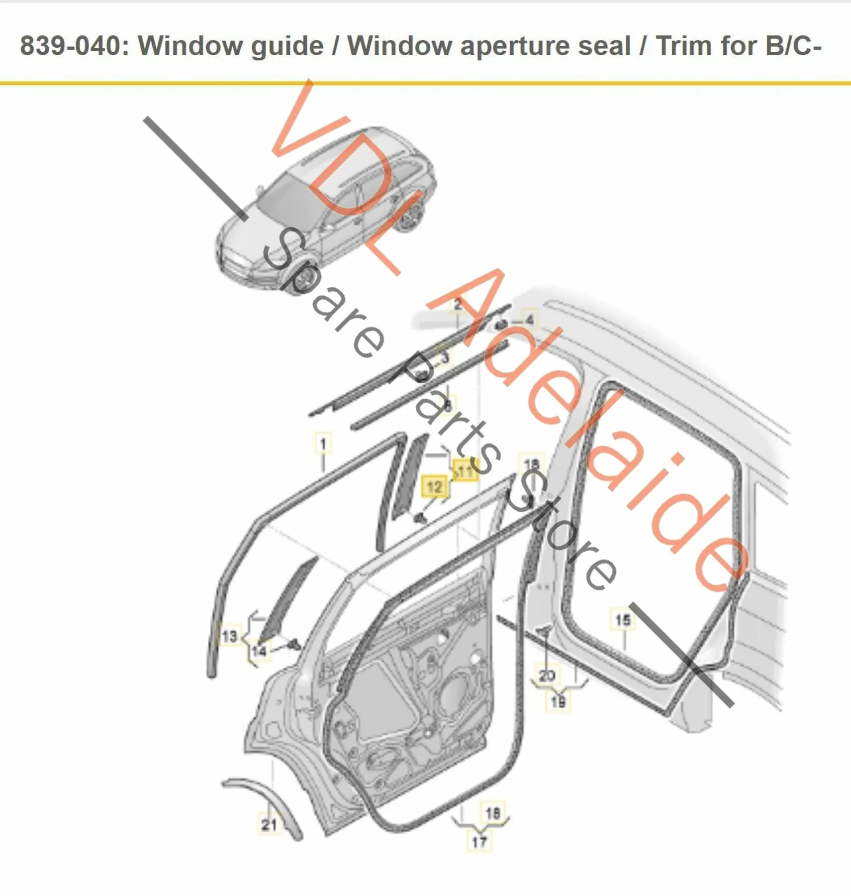 Audi Q7 4L Trim for Pillar B Brilliant Black Rear Left 4L0839902 Y9B ROS - Image 2