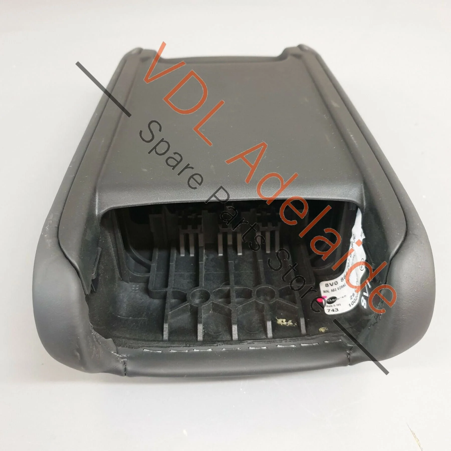 Audi RS3 8V Console Armrest Leather, Soul Black, Cliff Grey Stitch 8V0864207G - Image 7