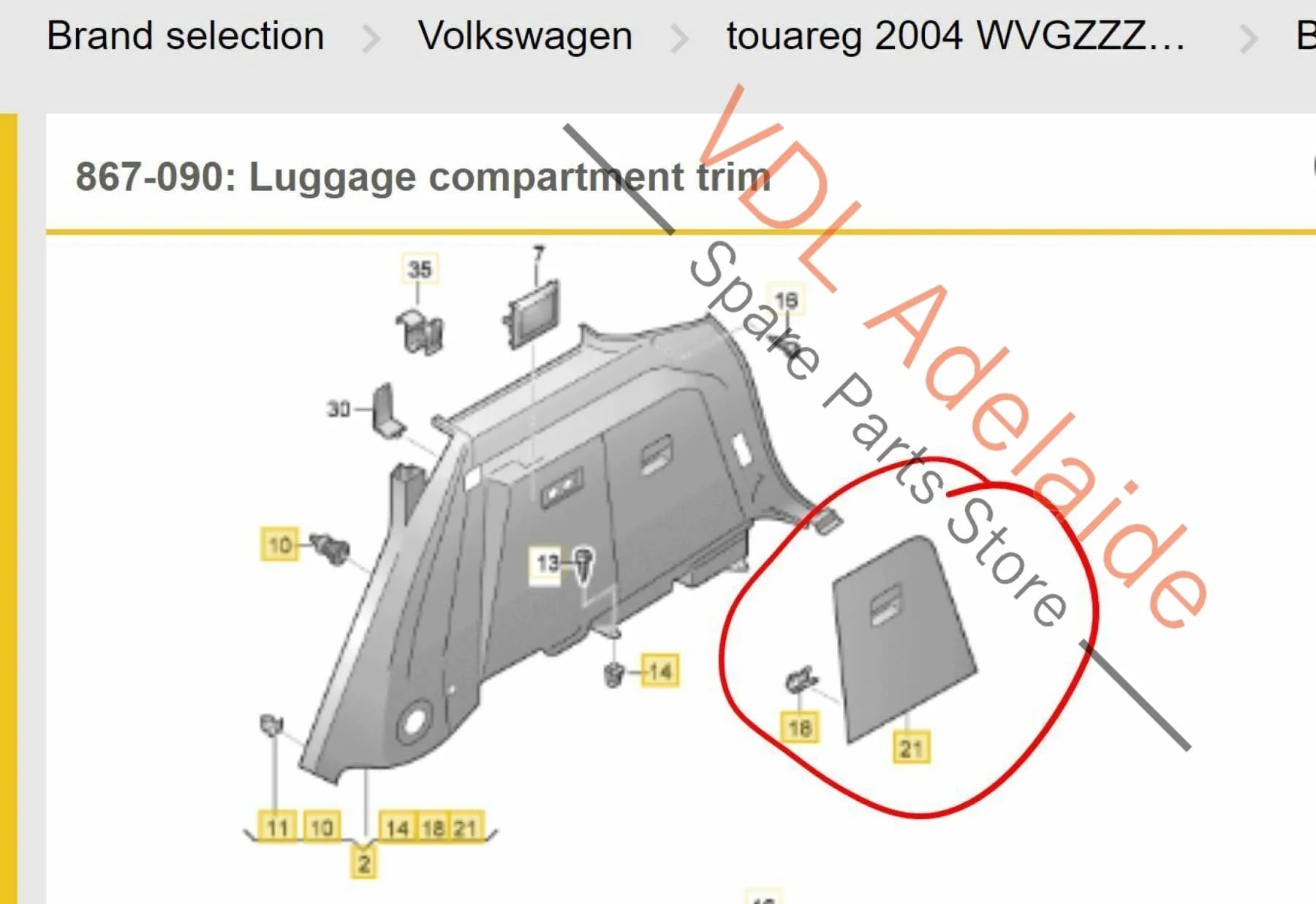 Volkswagen Touareg 7L Cargo Boot Wall Trim Panel Right Side - Image 2