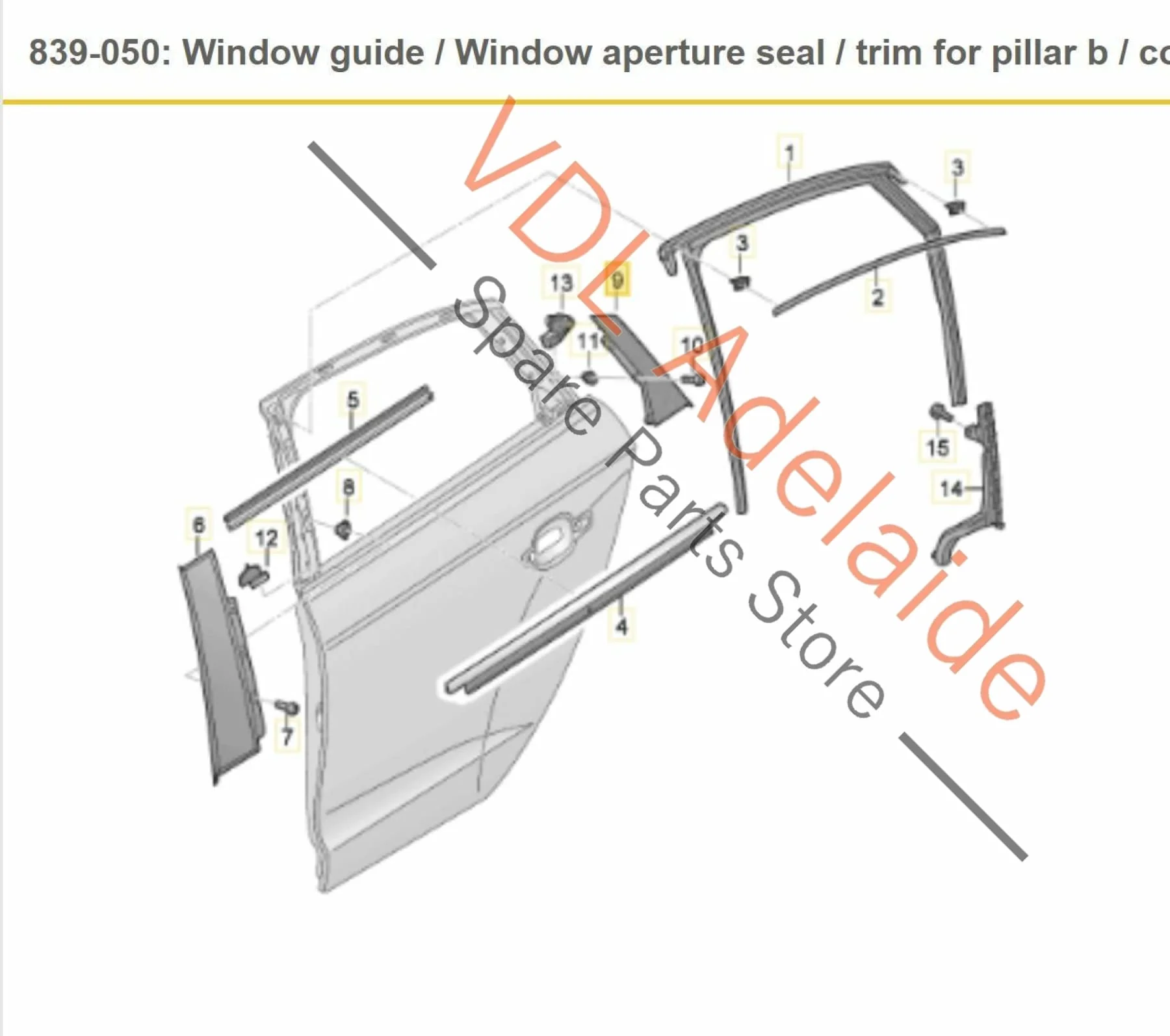 Audi S3 8V Exterior C Pillar Door Trim Moulding Gloss Black Rear Left LHS - Image 2