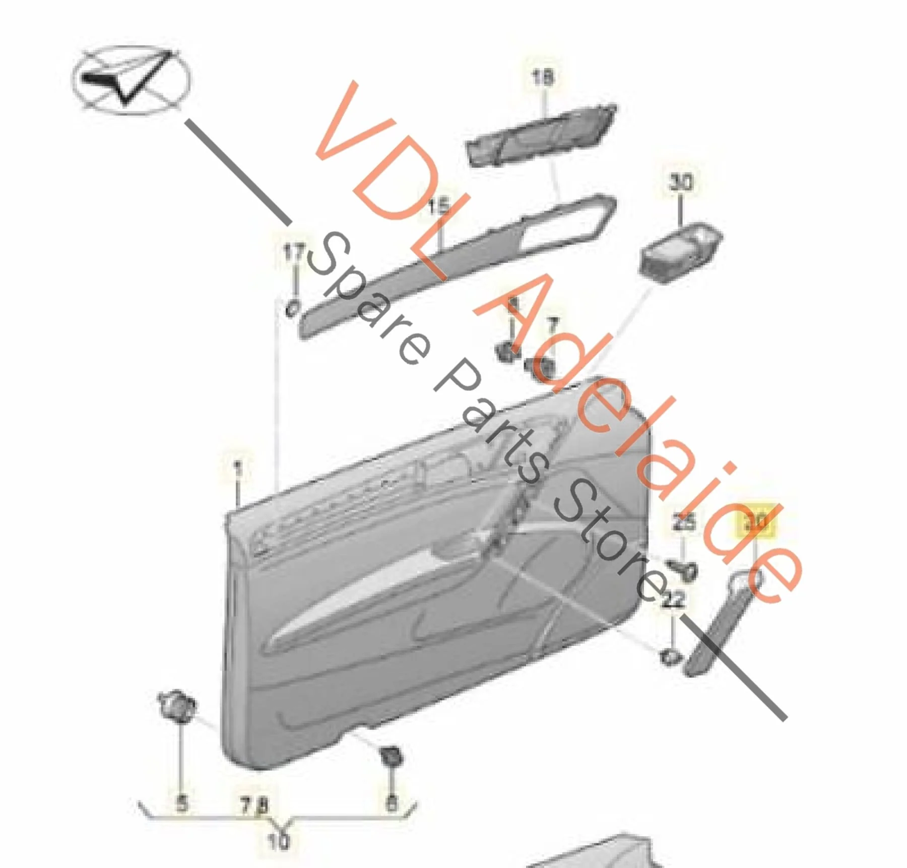 VW Golf MK7 Wagon Door Handle Interior Trim Left Front / Rear 5G0868039A - Image 2