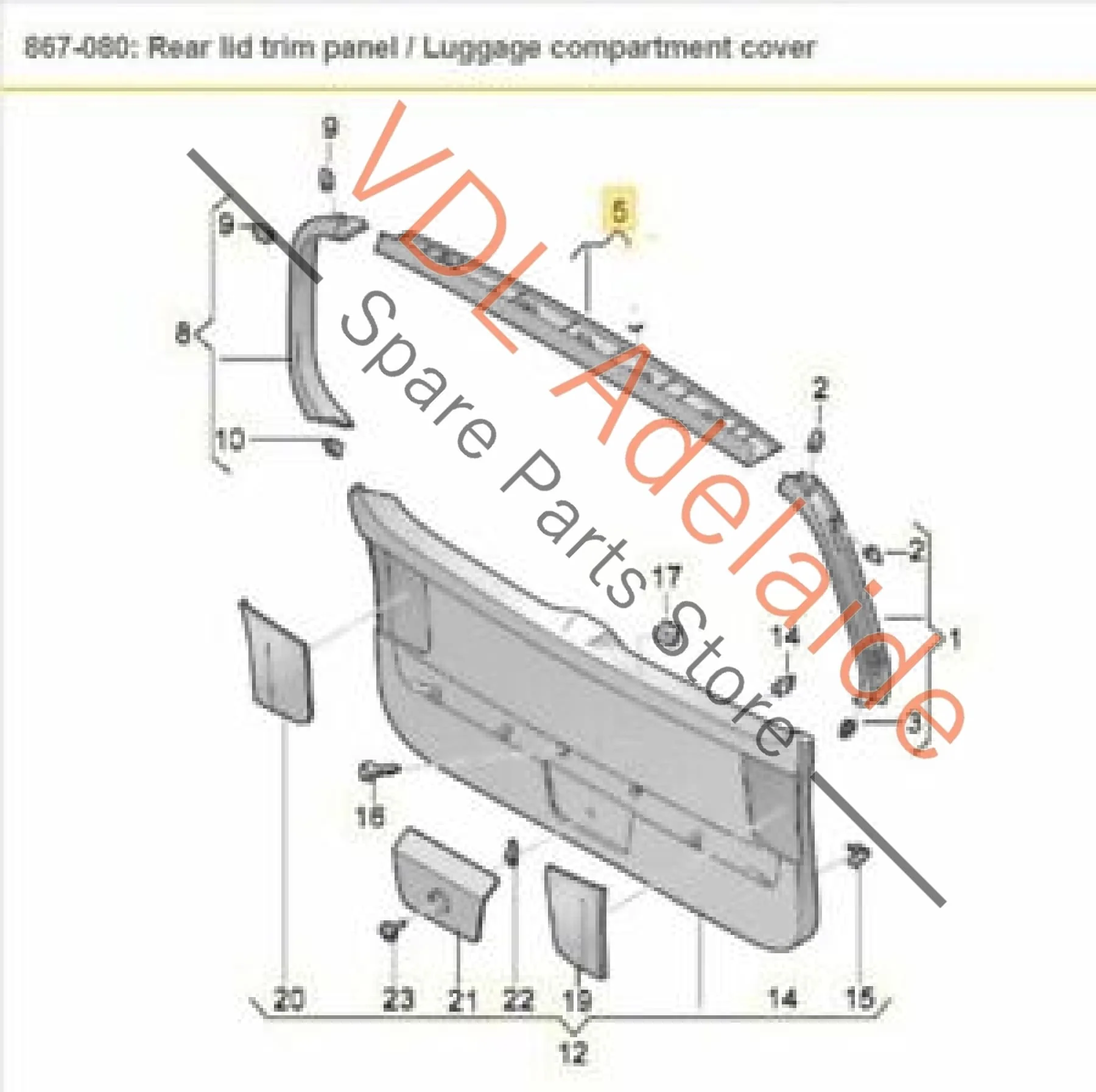 VW Golf MK7 Estate Wagon Rear Lid Tailgate Interior Trim Upper Centre 5G9867587 - Image 2