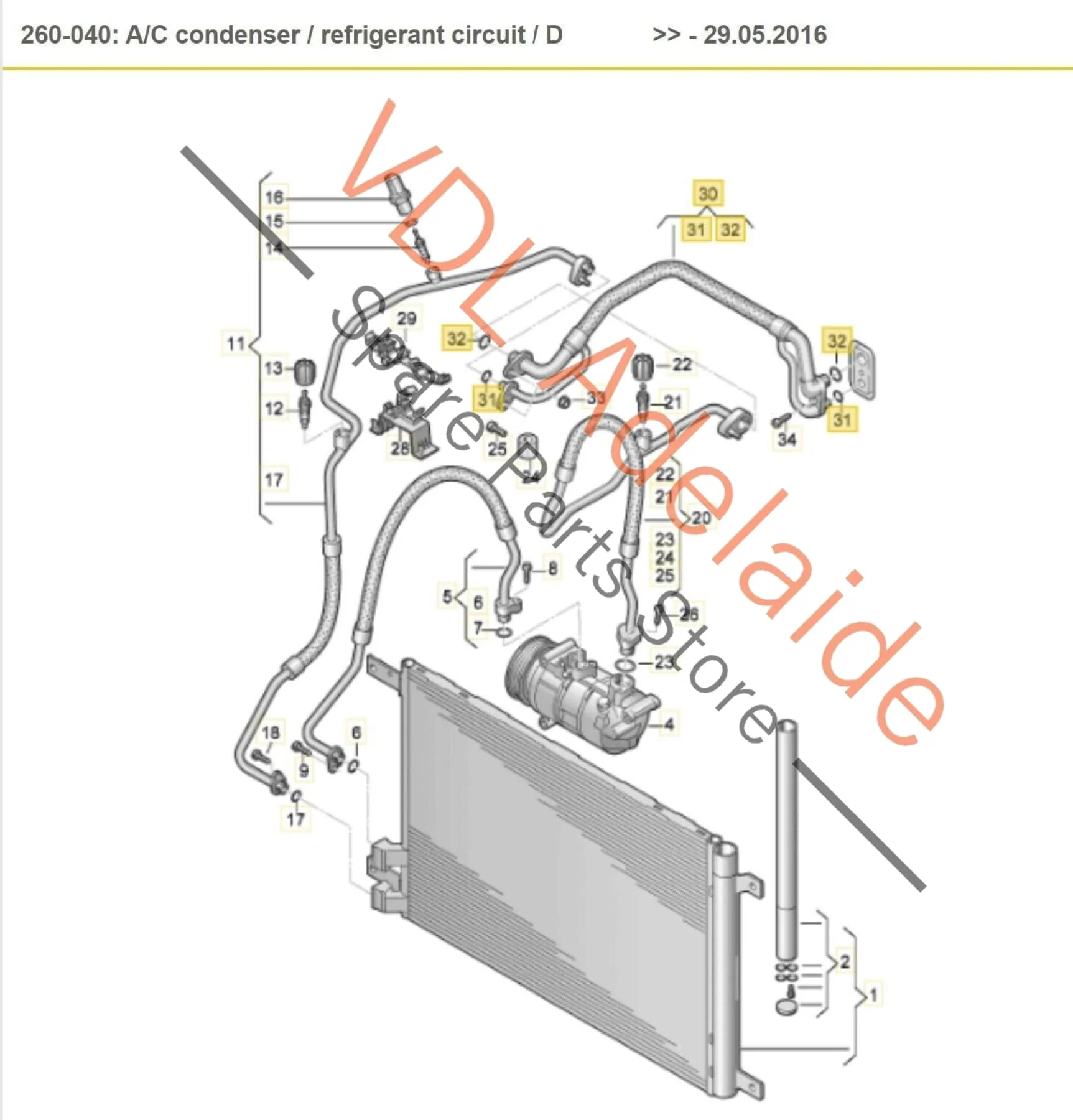 VW Golf MK7 AC Hose Refrigerant Line Firewall to Strut Tower 5Q2816738B for RHD