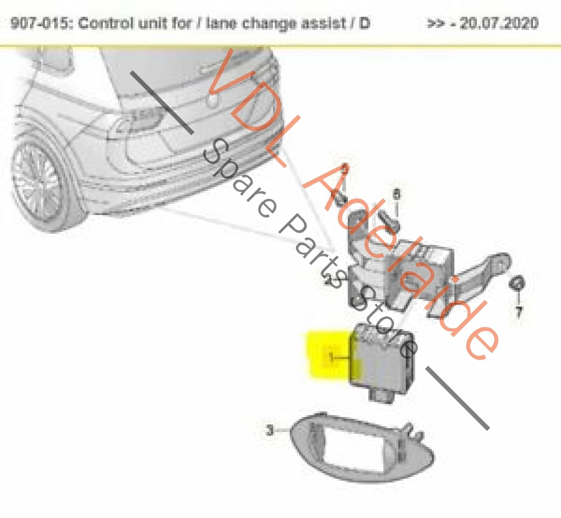 VW Tiguan MQB Mk2 Rear Left Lane Change Assist Slave Control Unit 3Q0907590E - Image 3
