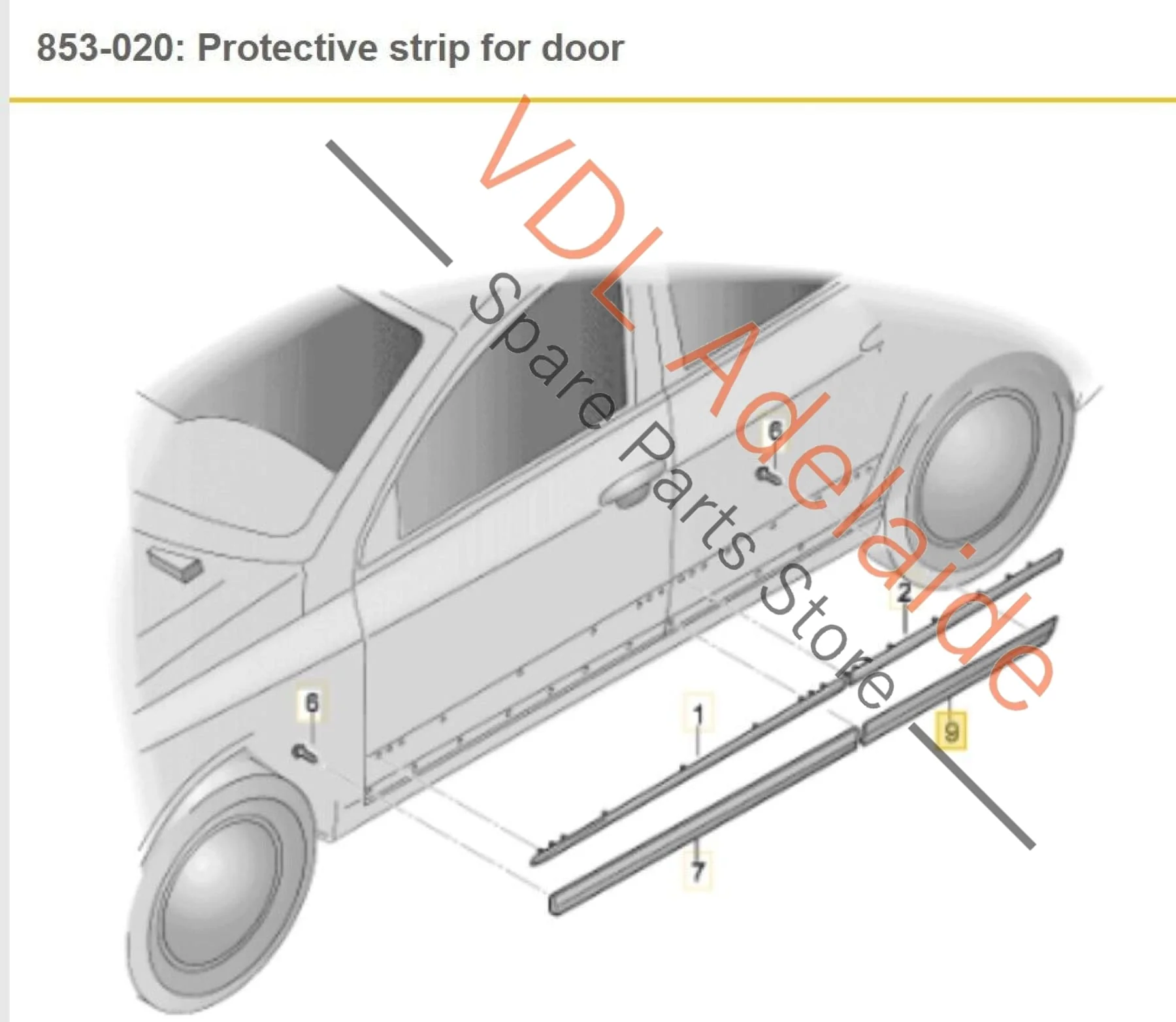 VW Passat R36 B6 Left Rear Exterior Door Strip Moulding Trim 3C0854949B GRU