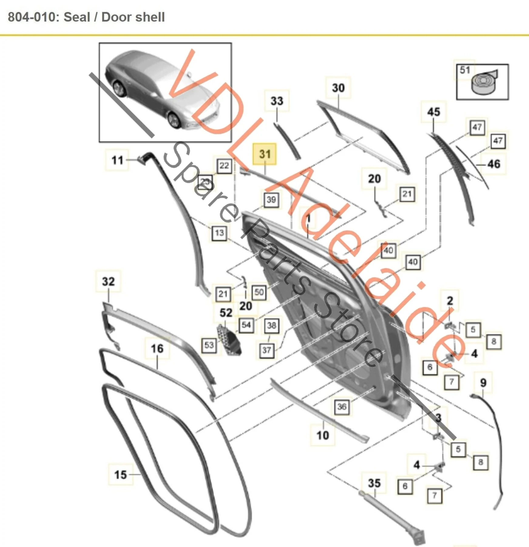 Porsche Panamera Turbo 971 Right Rear Door Exterior Weather Seal