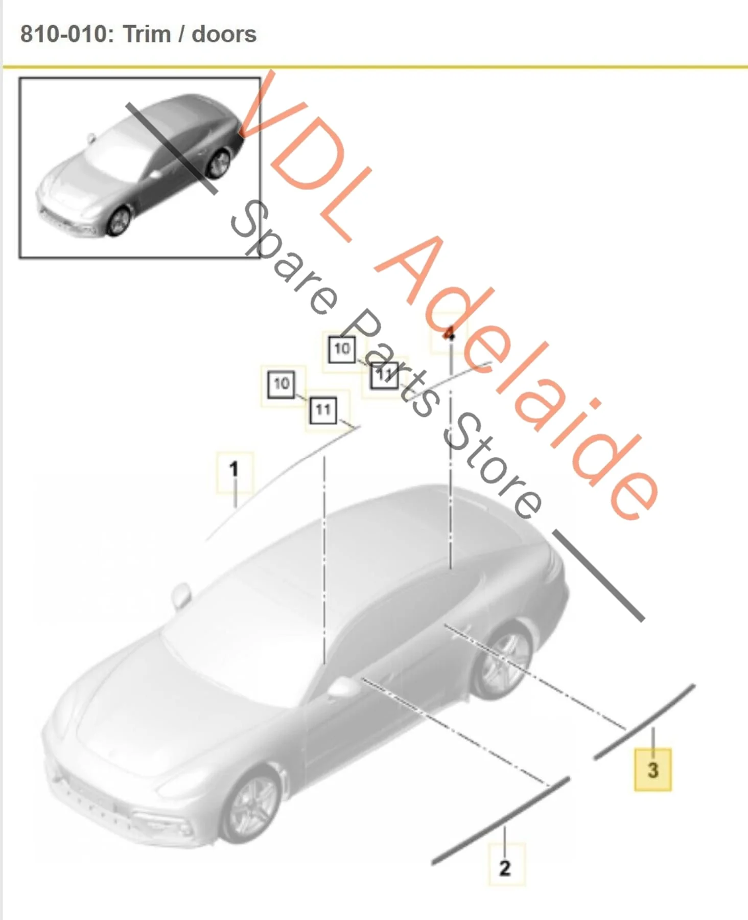 Porsche Panamera Turbo 971 Left Rear Window Slot Seal Door Exterior Chrome - Image 2