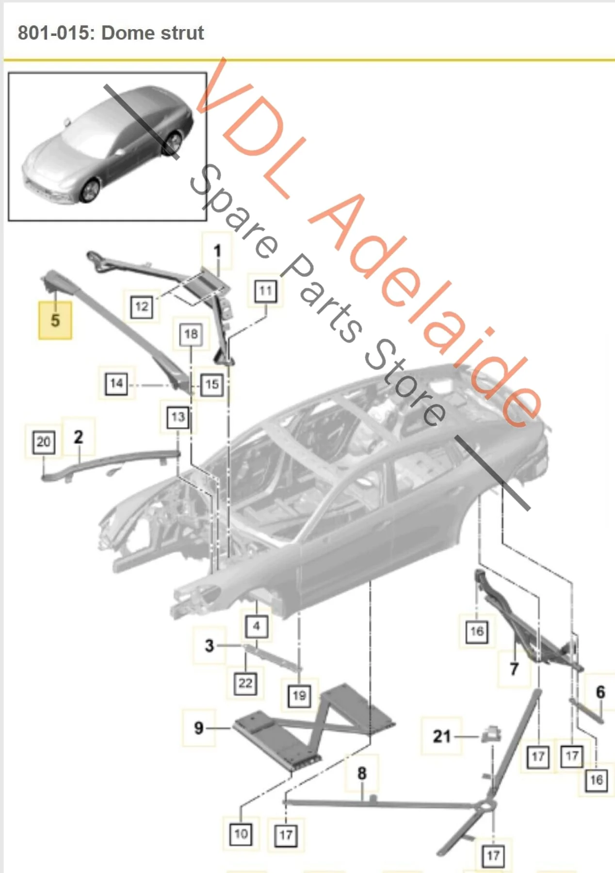 Porsche Panamera Turbo 971 Engine Bay Strut Tower Brace 9A780630301 - Image 2