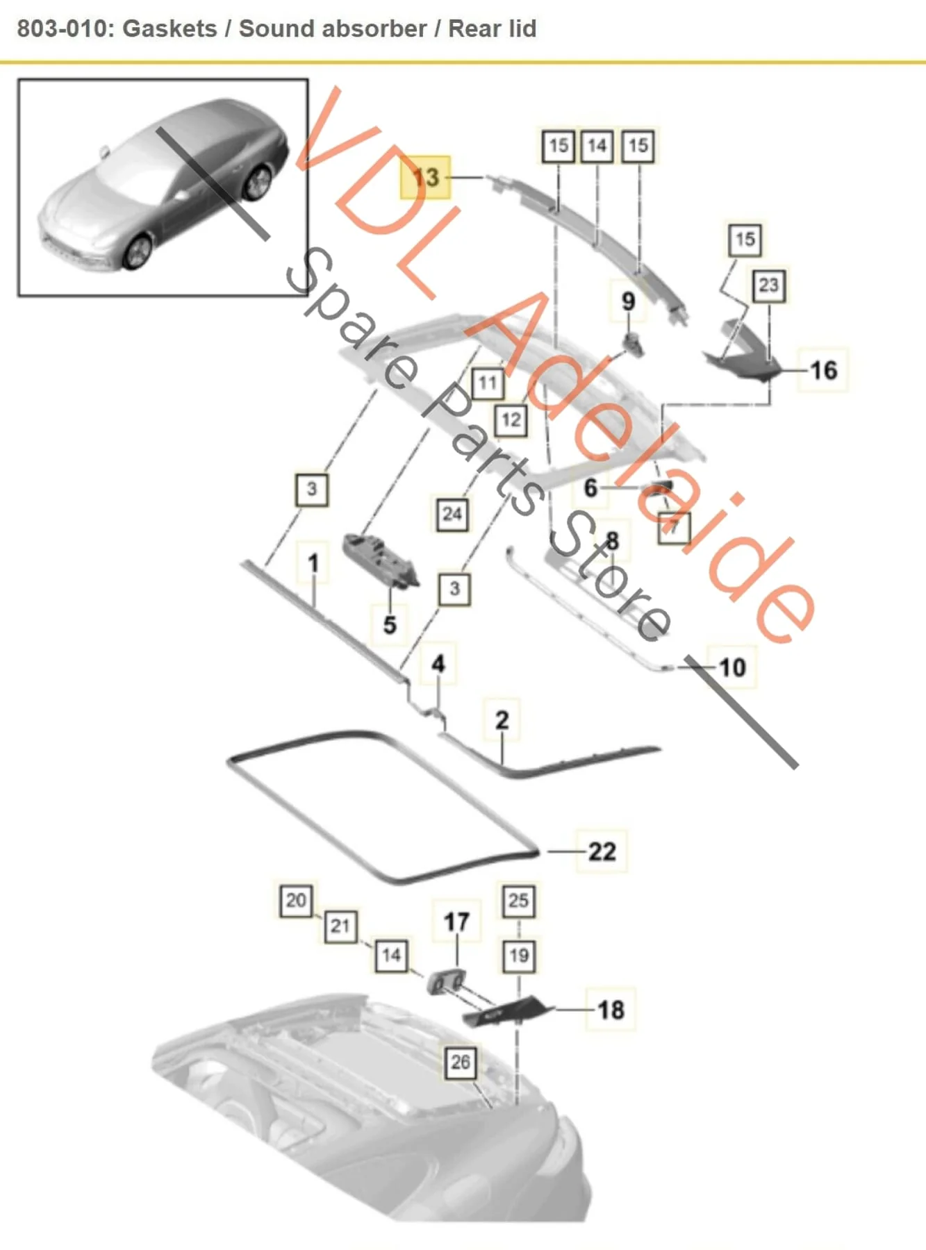 Porsche Panamera Turbo 971 Rear Lid Boot Spoiler Centre Trim 971827344