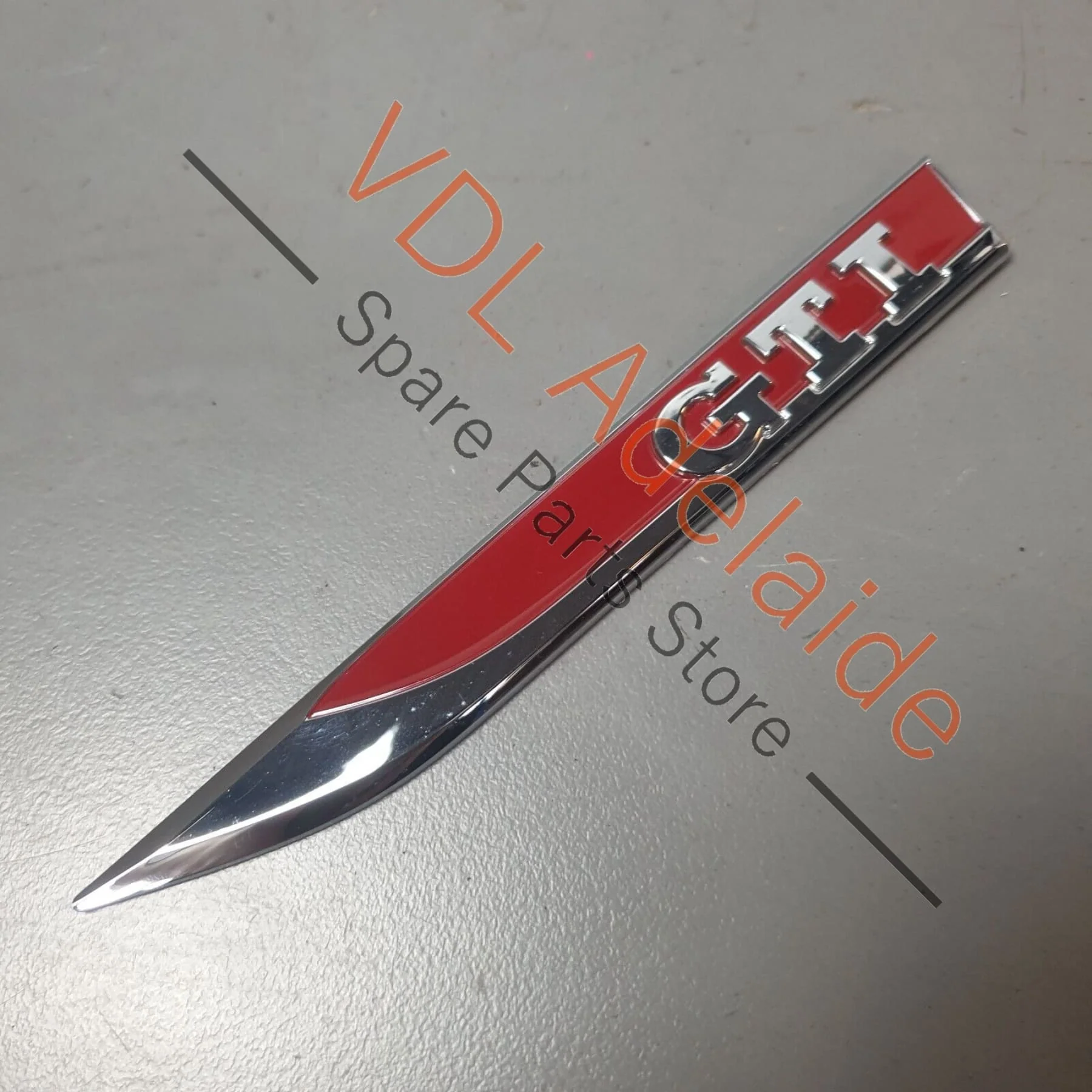 VW Polo GTi Mk5 6R Front Left Fender Guard GTI Badge, Chrome Shine Tornado Red - Image 3