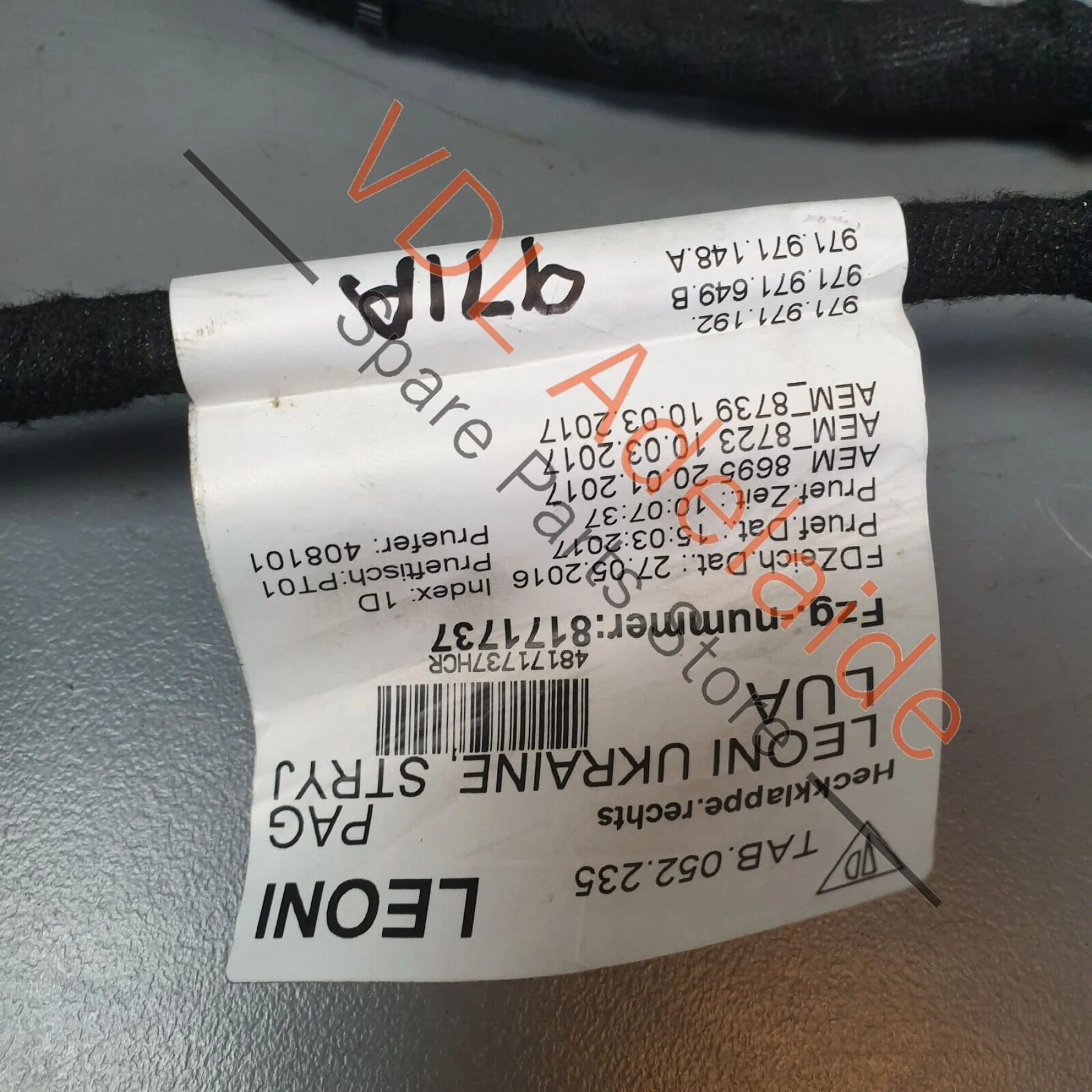 Porsche Panamera Turbo 971 Right Side Boot Hatch Wiring Set Harness 971971018AY - Image 7