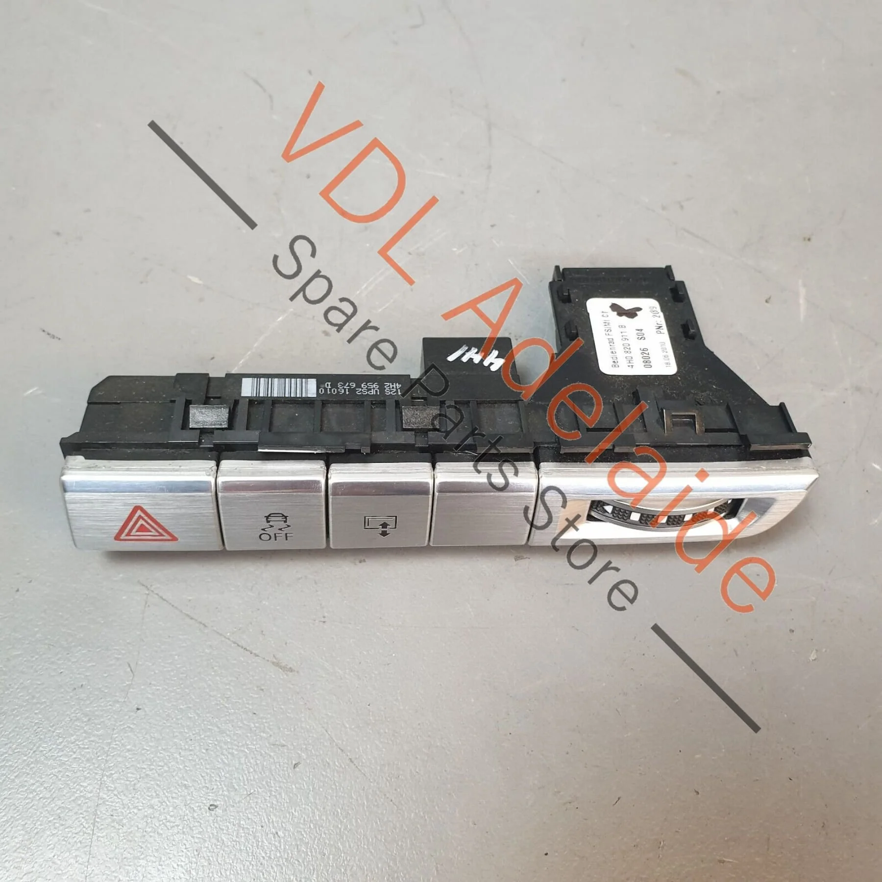 Audi A8 4H Dashboard Switch for Hazard ABS & MMI Brushed Stainless Steel 4H2959673D - Image 3