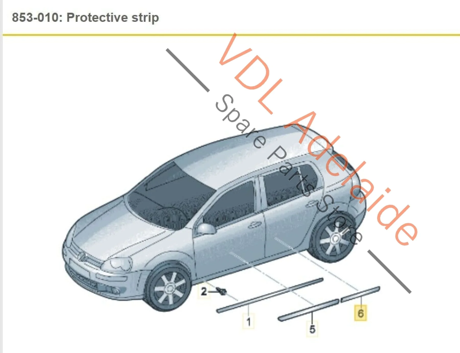 VW Golf MK5 R32 Left Side Rear Protective Strip for Door Bump Suit 2 Door Model - Image 2
