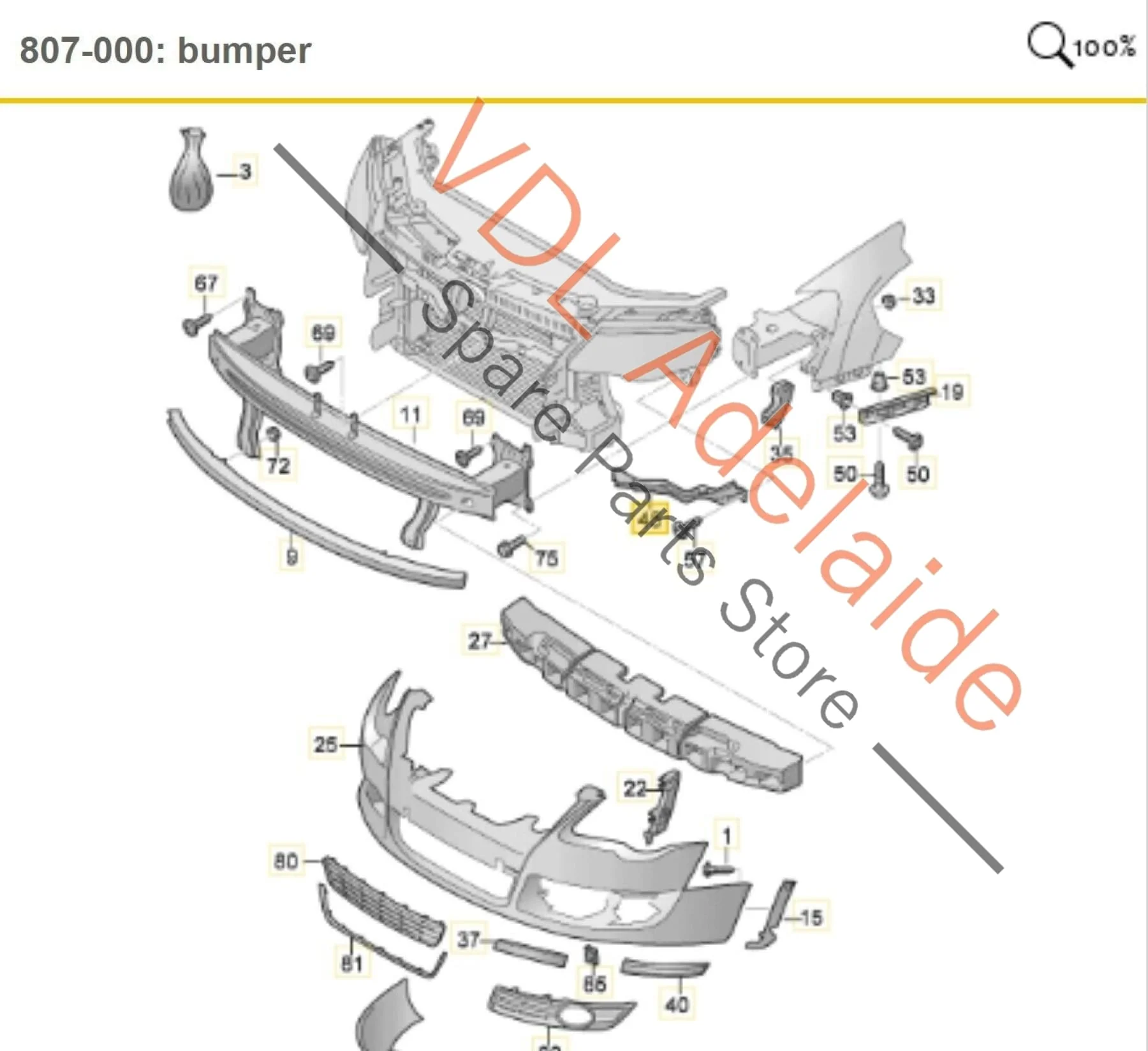 VW R36 Passat 3C B6 Left Front Bumper Profile Guide Bracket 3C0807889A - Image 2