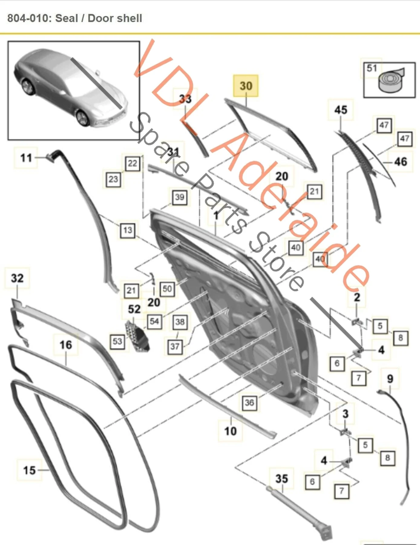 Porsche Panamera Turismo 971 Rear Right Door Window Seal Guide 971839432