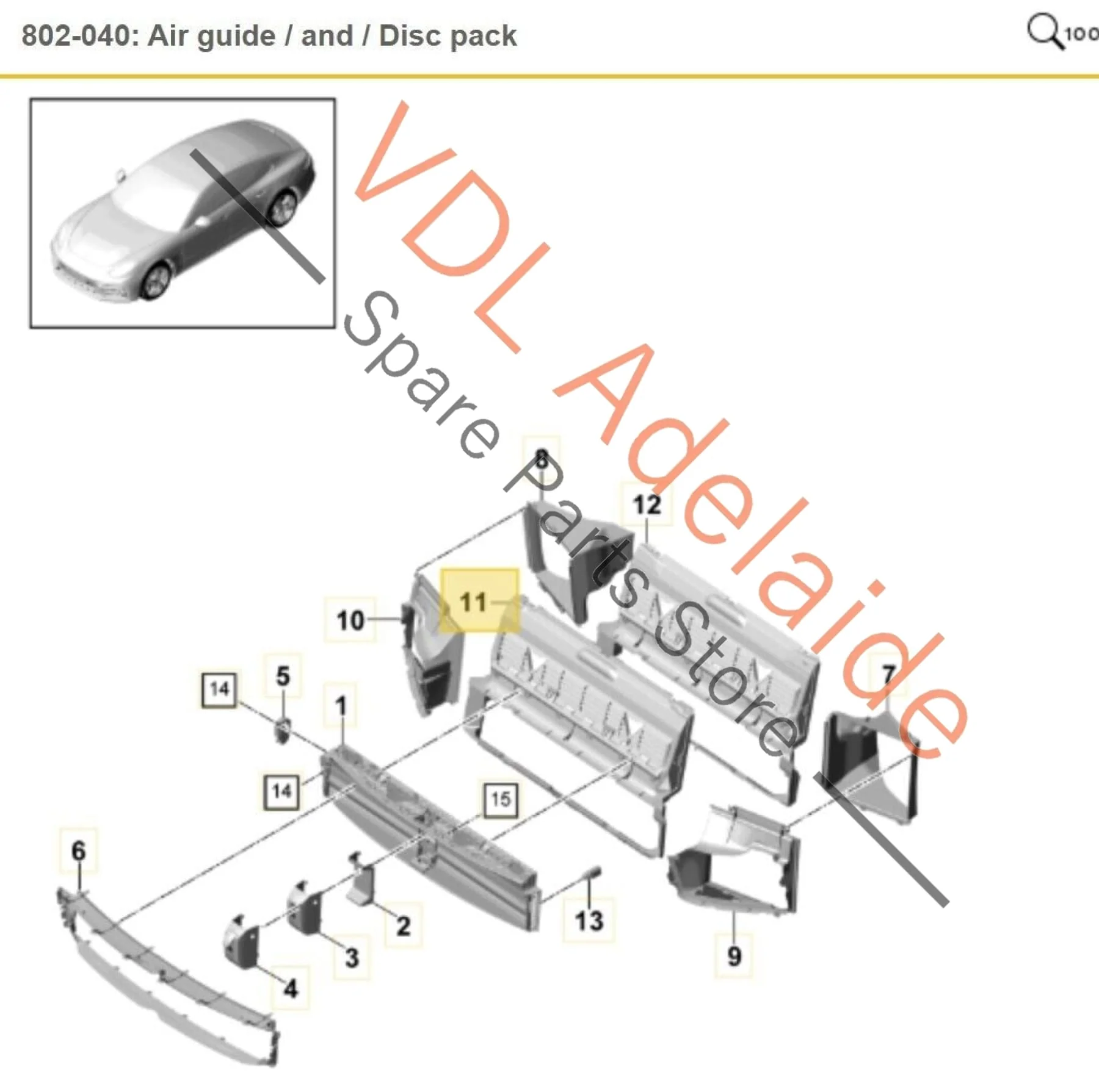 Porsche Panamera Turbo 971 Radiator Air Guide 971121707D