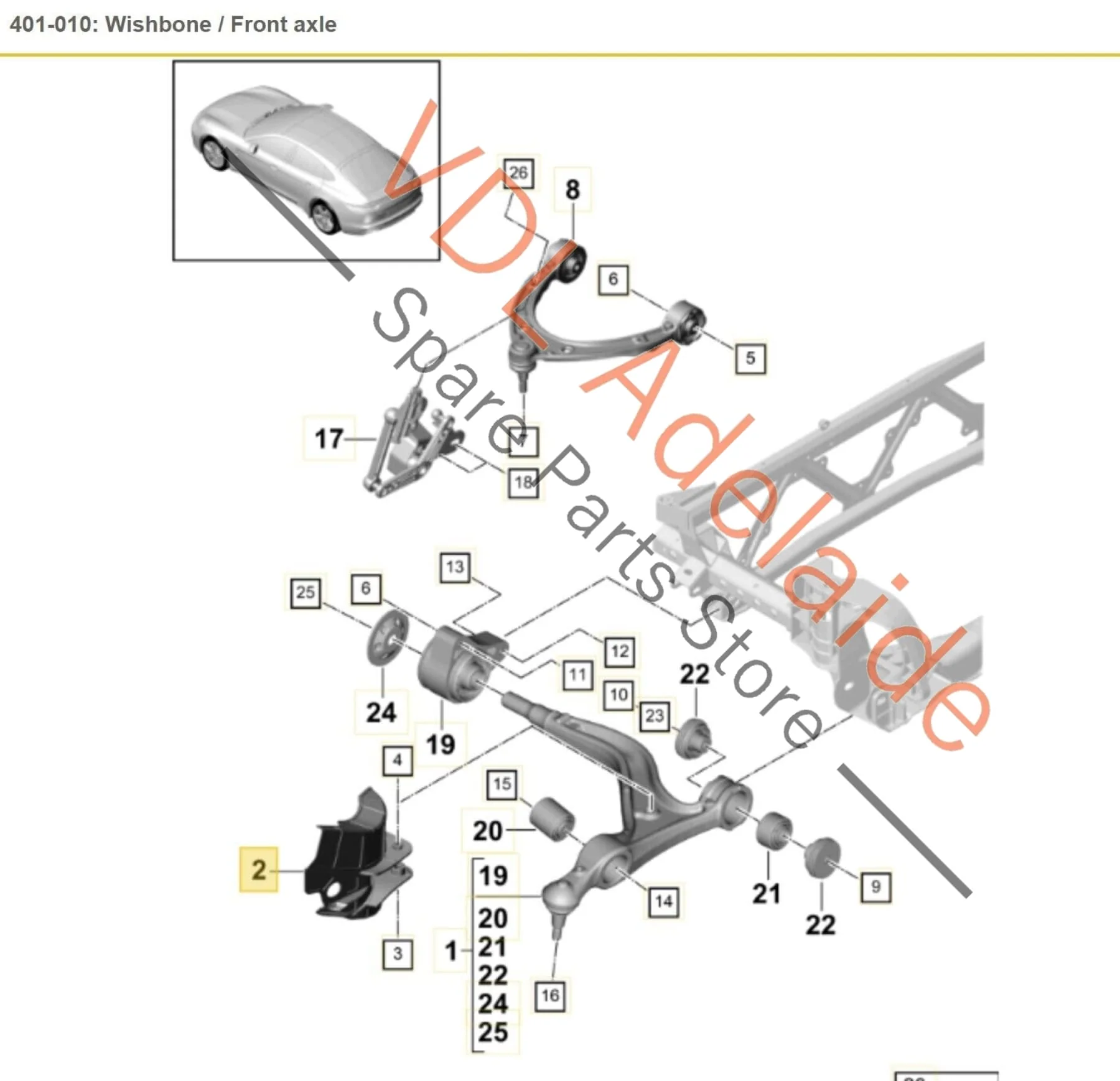 Porsche Panamera 971 Front Right Suspension Lower Control Arm Spoiler Trim
