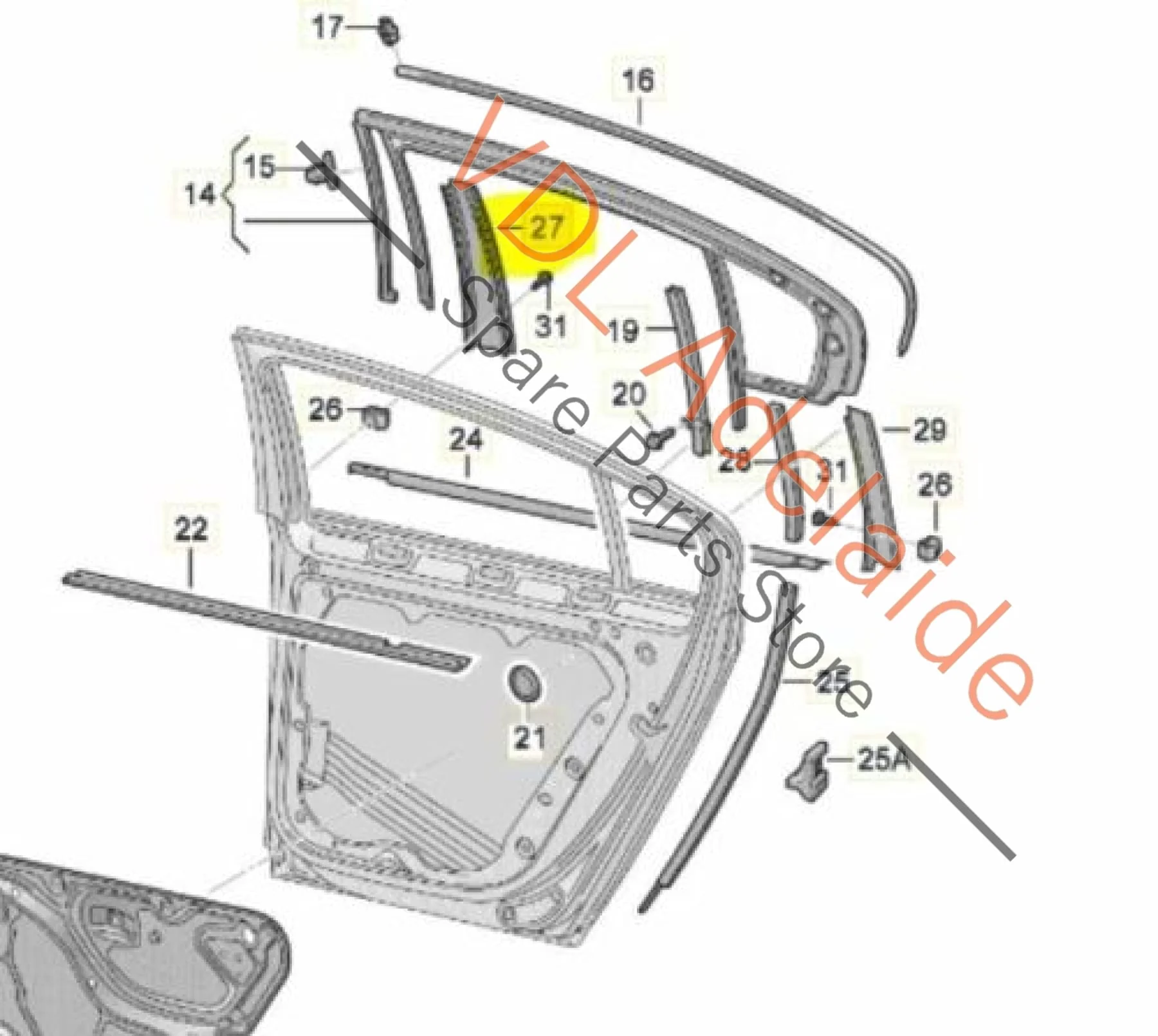 VW Passat R36 B6 3C Wagon Pillar Trim for Rear Left Door Window Frame 3C0839901B - Image 2
