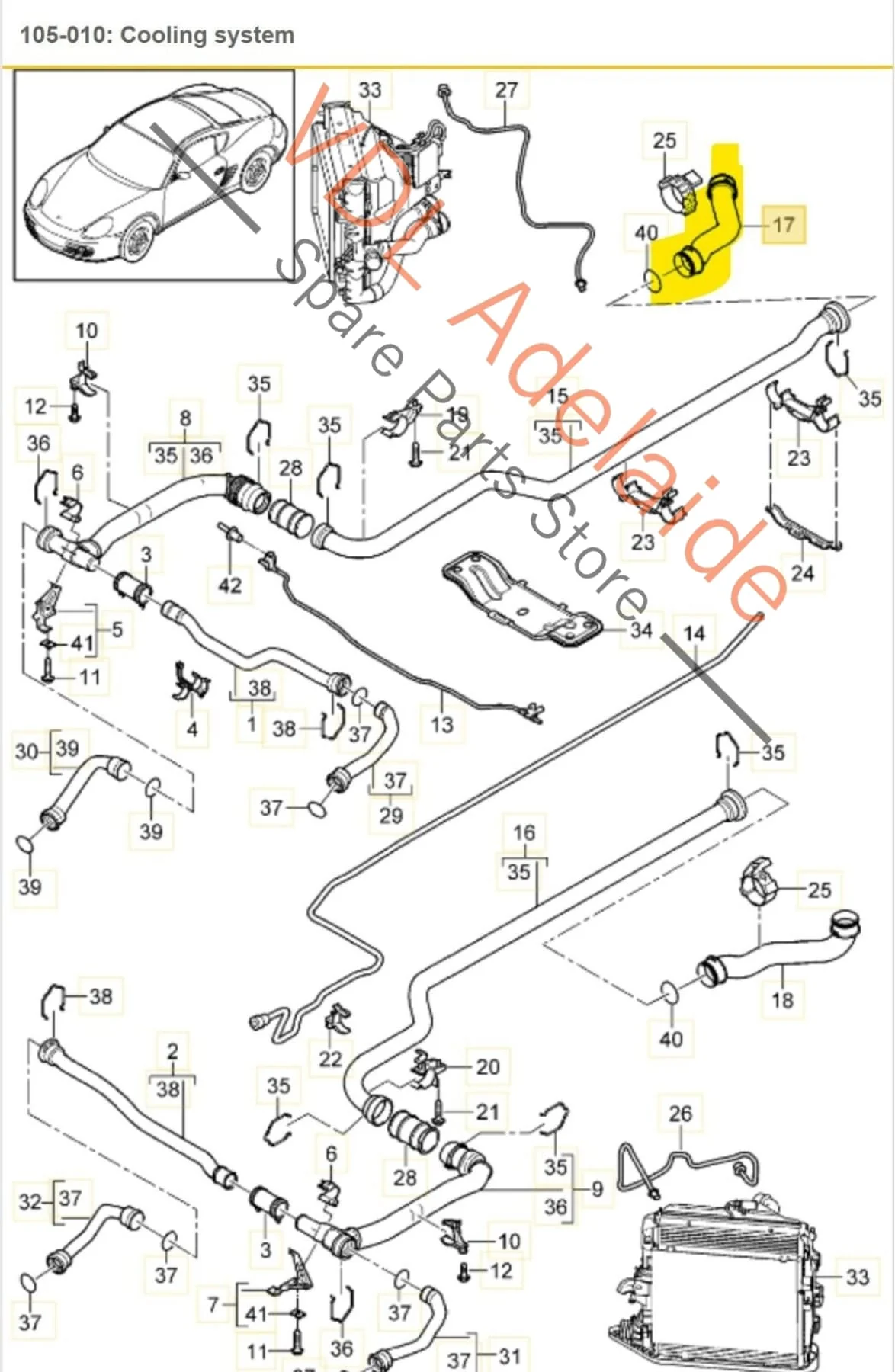Porsche Cayman R 987 Coolant Return Hose 98710650231 - Image 2