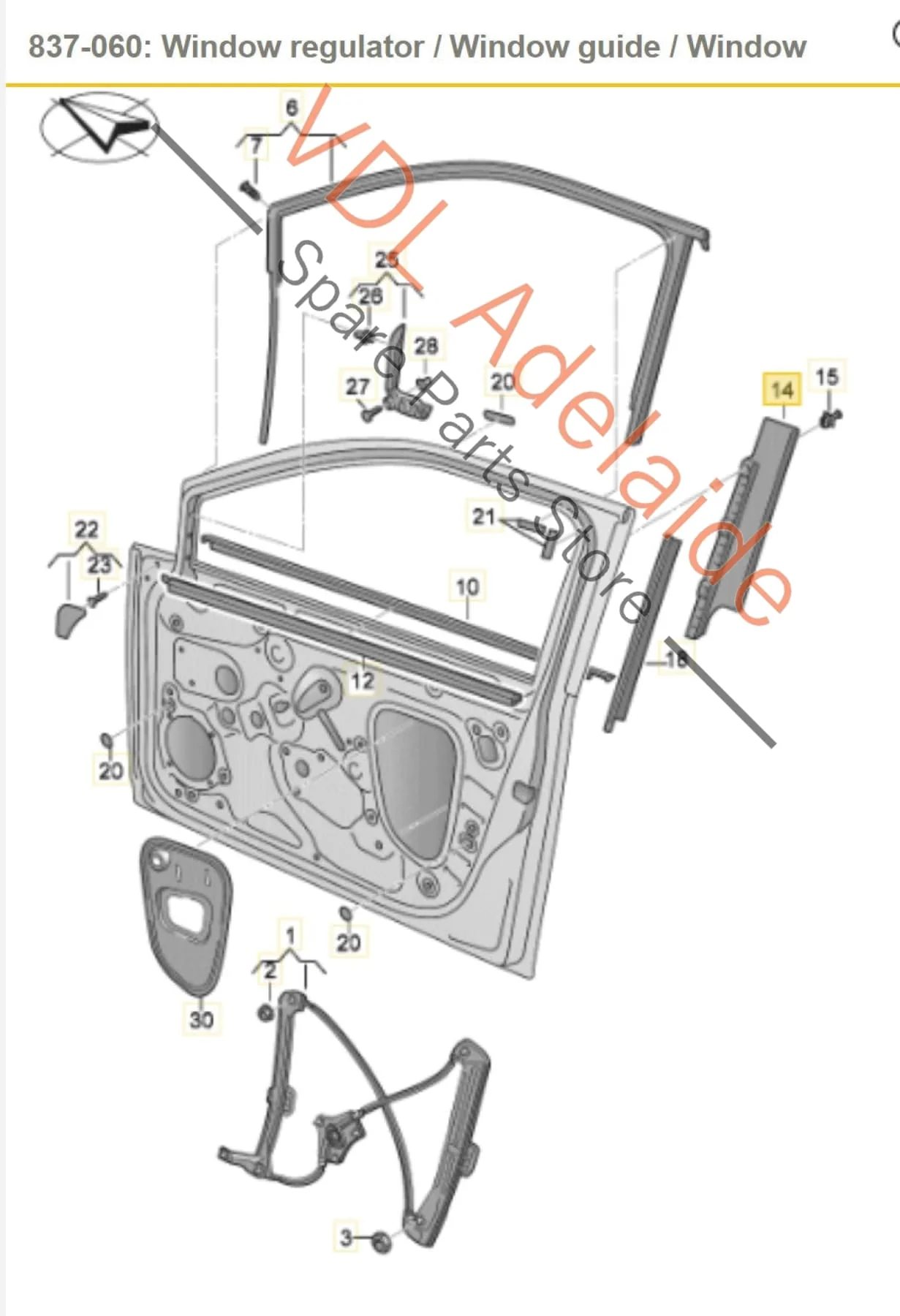 VW Golf MK7 Gloss Black Exterior Left Front Door B Pillar Trim Molding 5G6837889B - Image 2