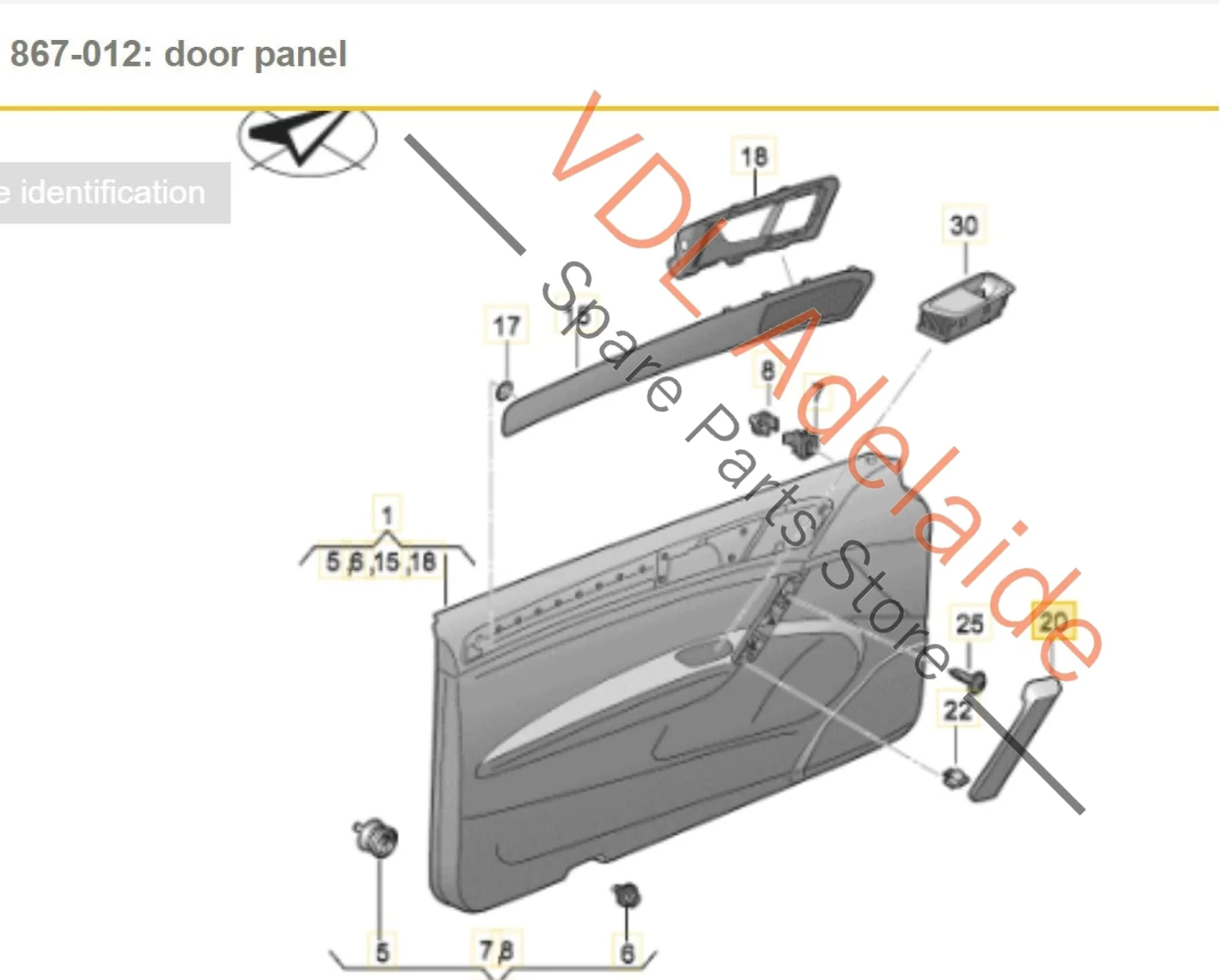 VW Golf Mk7 Trim for Right Side Interior Door Pull Handle 5G0868040A - Image 2