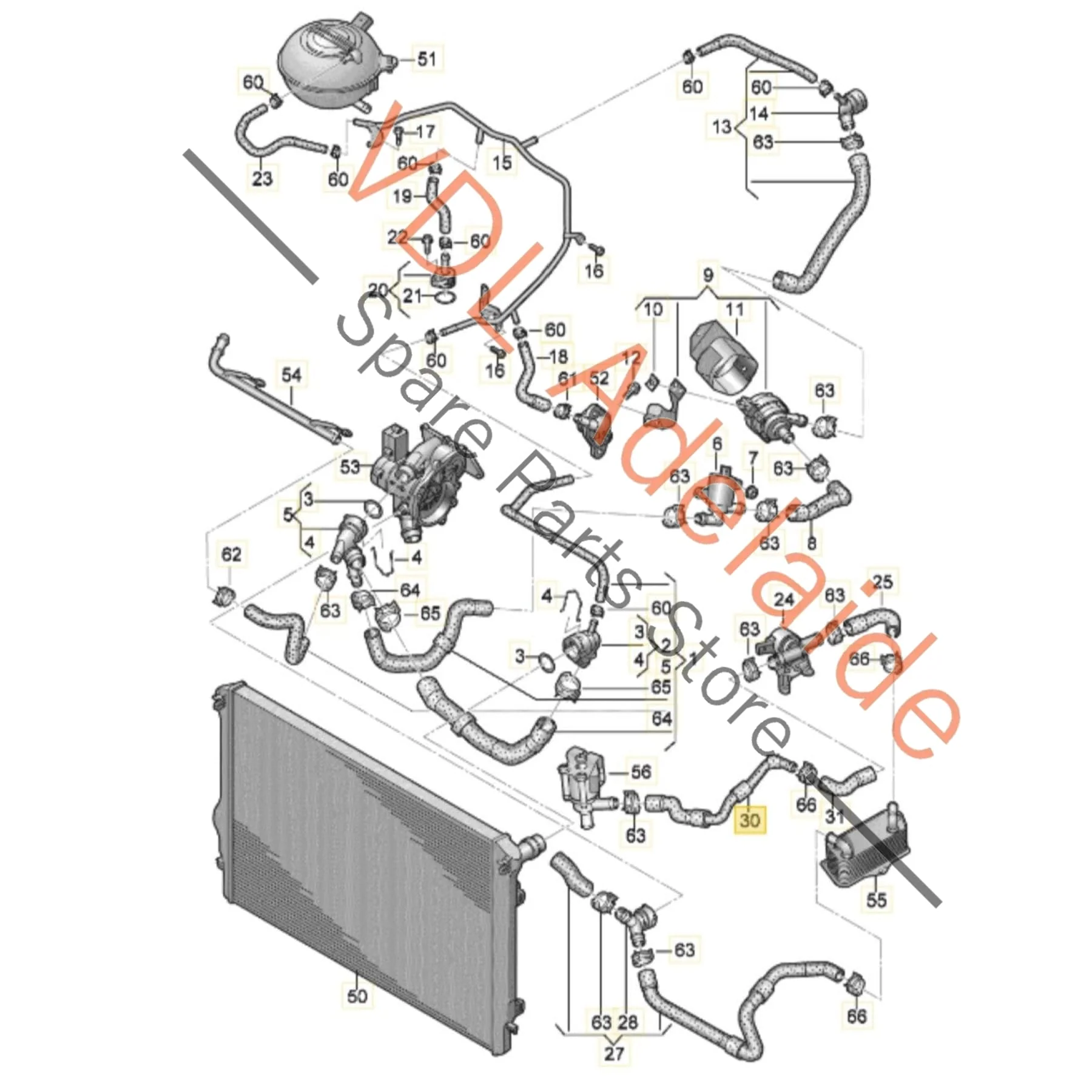 VW Golf MK7 DSG Gearbox Cooling Hose Pipe 5Q0121096C 5Q0121064AT - Image 2