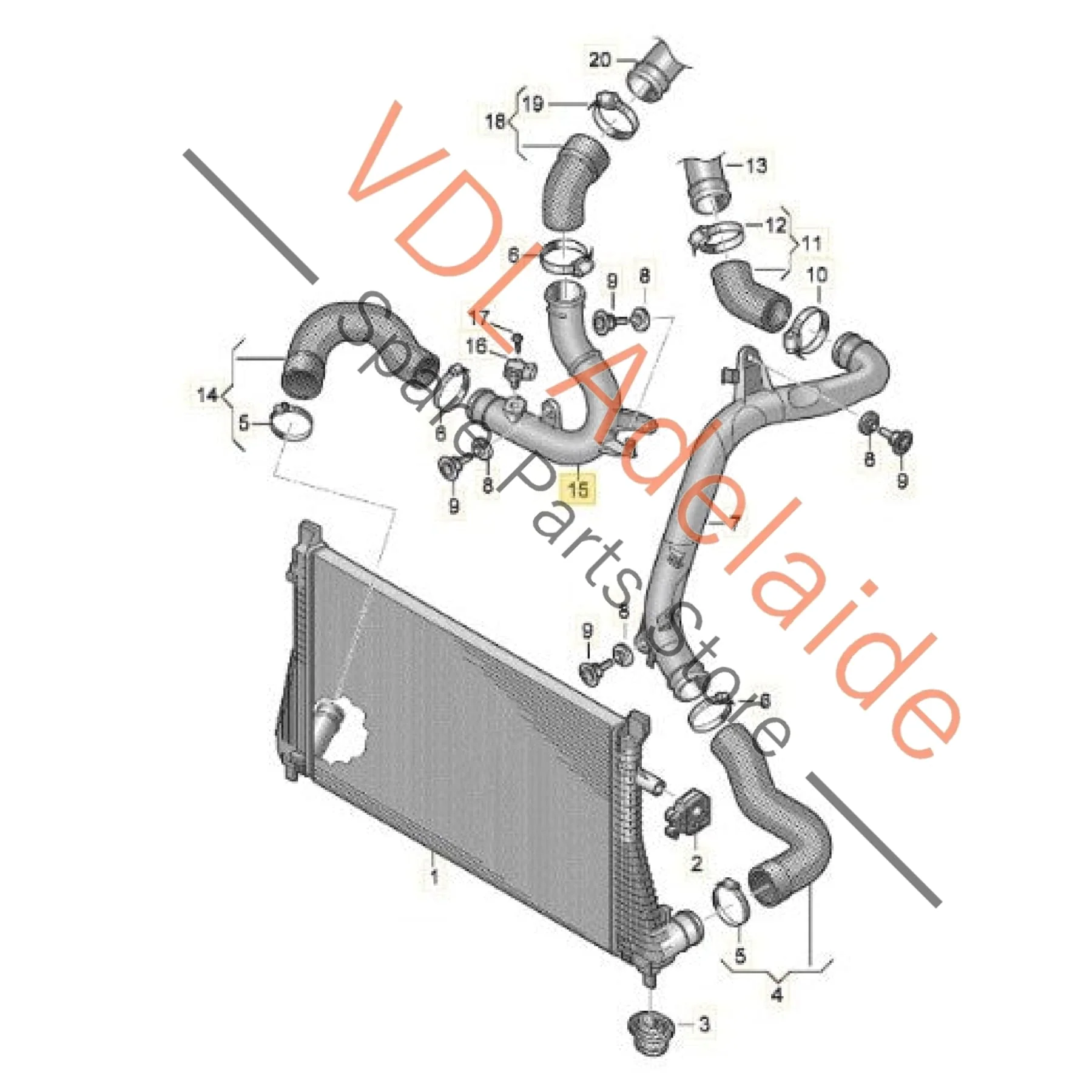 VW Golf MK7 Gti Right Side Charge Air Cooler Intercooler Pipe Hose 5Q0145770B 6C0145770A - Image 2
