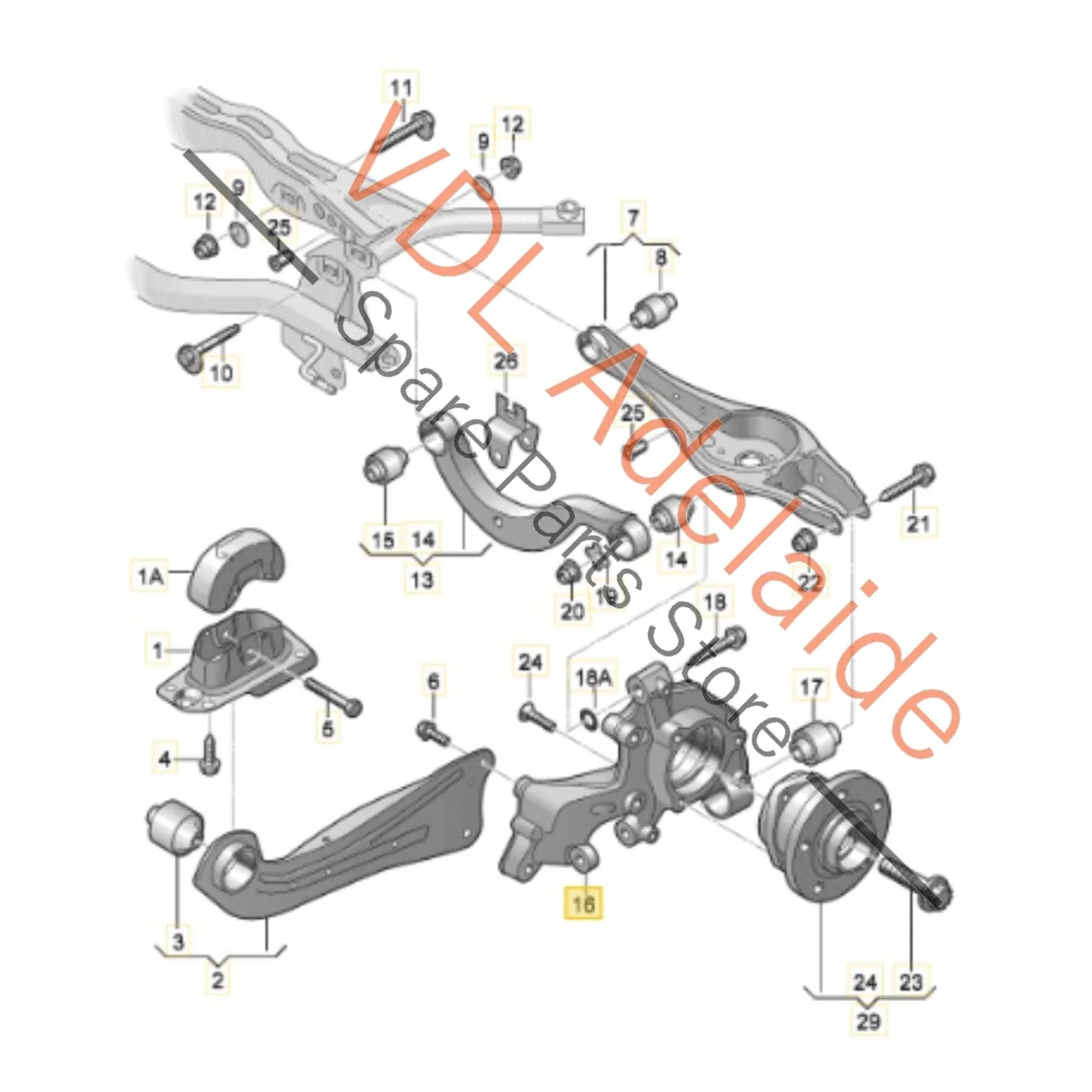 VW Golf MK7 R Right Rear Wheel Bearing Housing Hub Knuckle Spindle 30MM 5Q0505436J - Image 2