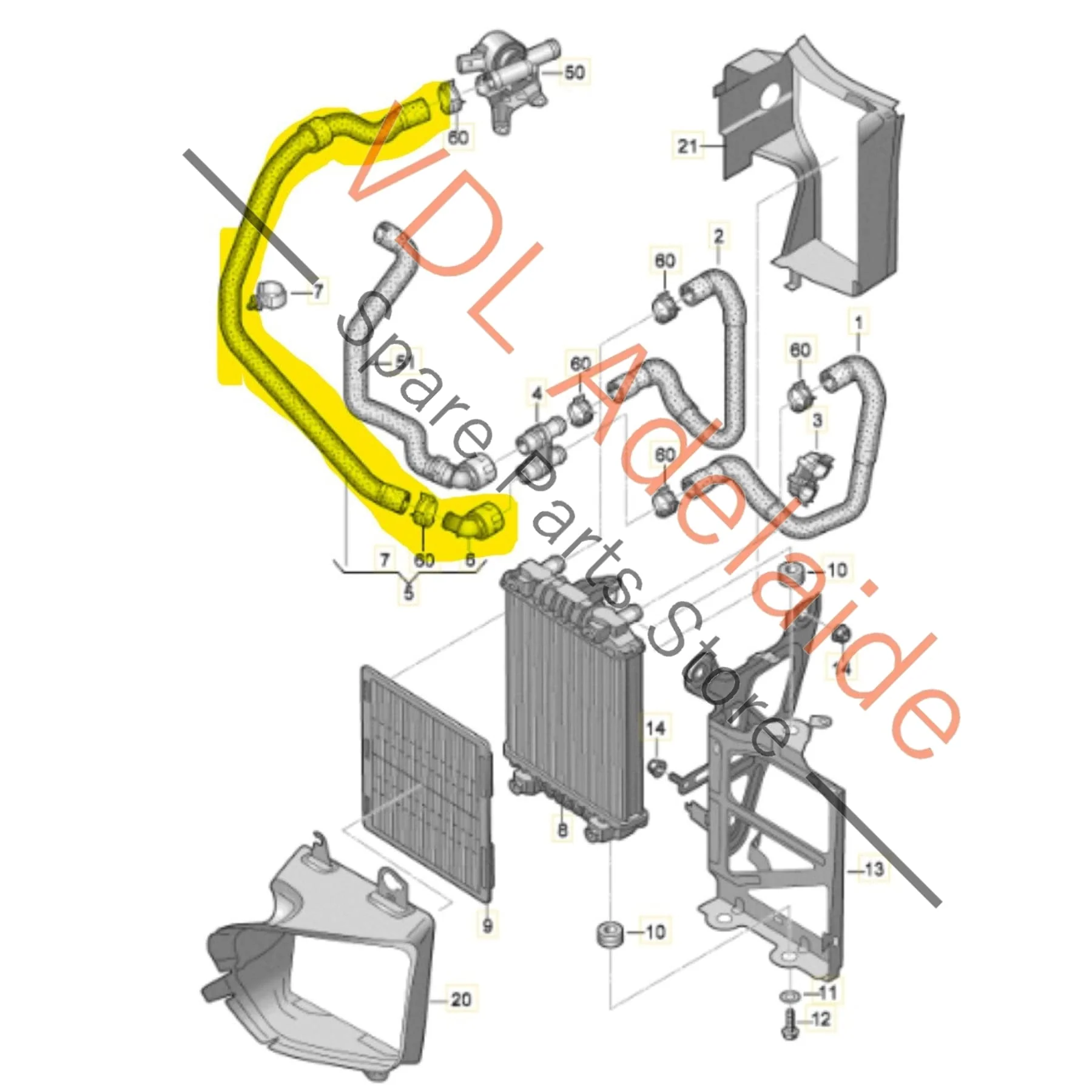 VW Golf R MK7 7.5 Additional Radiator Cooling Hose Pipe 5Q0122051AT - Image 2