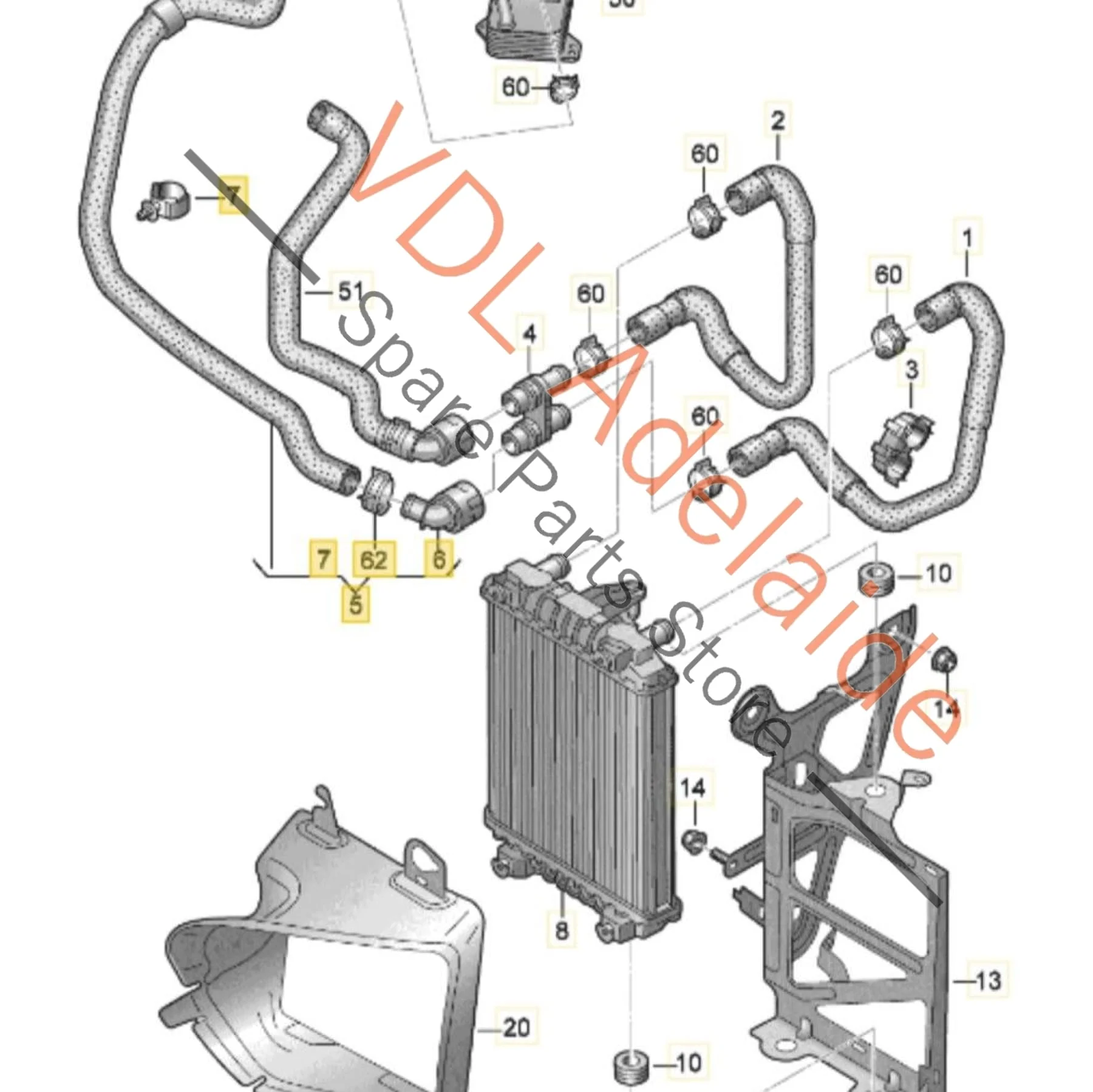 VW Golf MK7 Additional Radiator Cooling Hose Pipe 5Q0122051EJ - Image 2