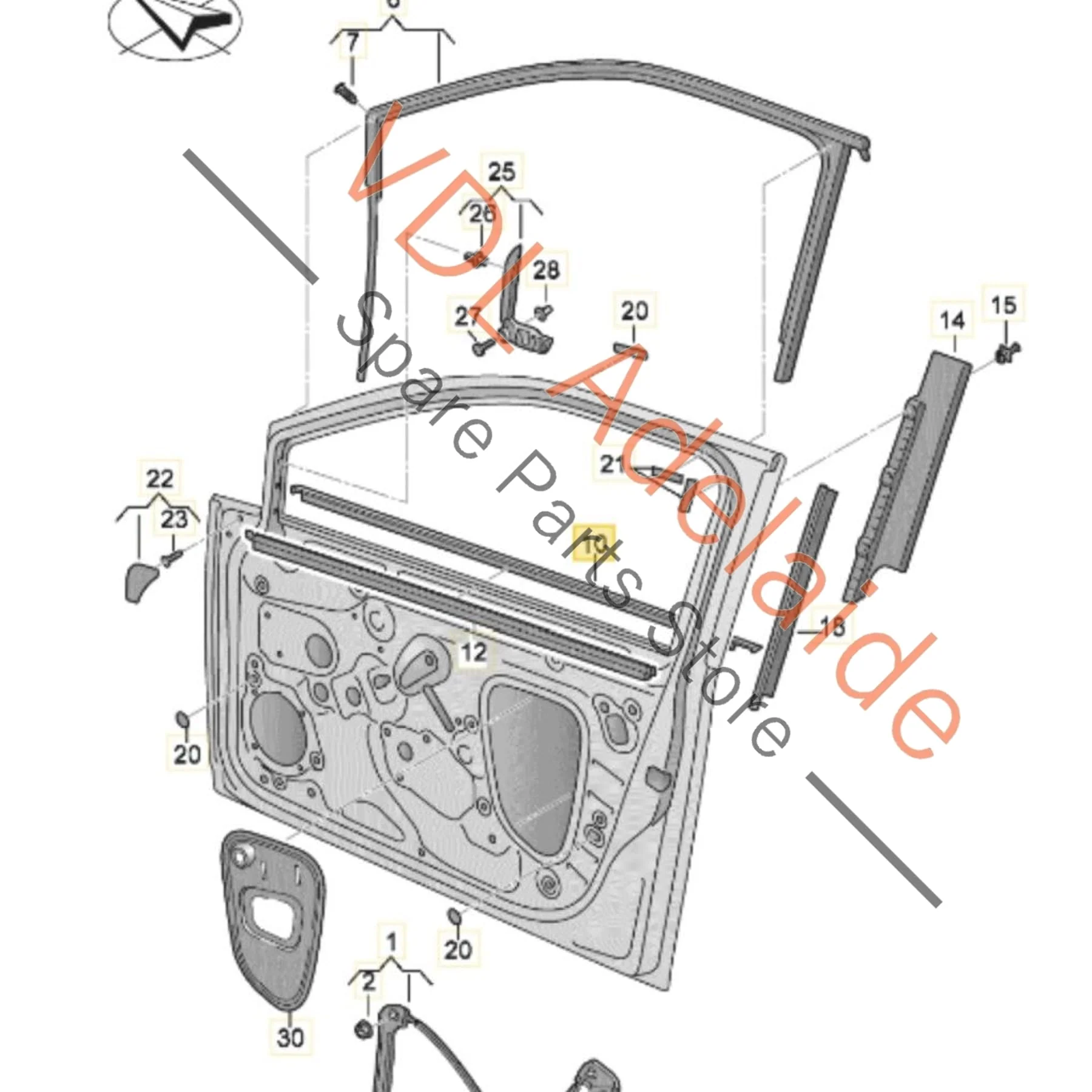VW Golf MK7 Front Left Door Aperture Window Slot Seal Satin Black 5G4837477D 5AP - Image 2